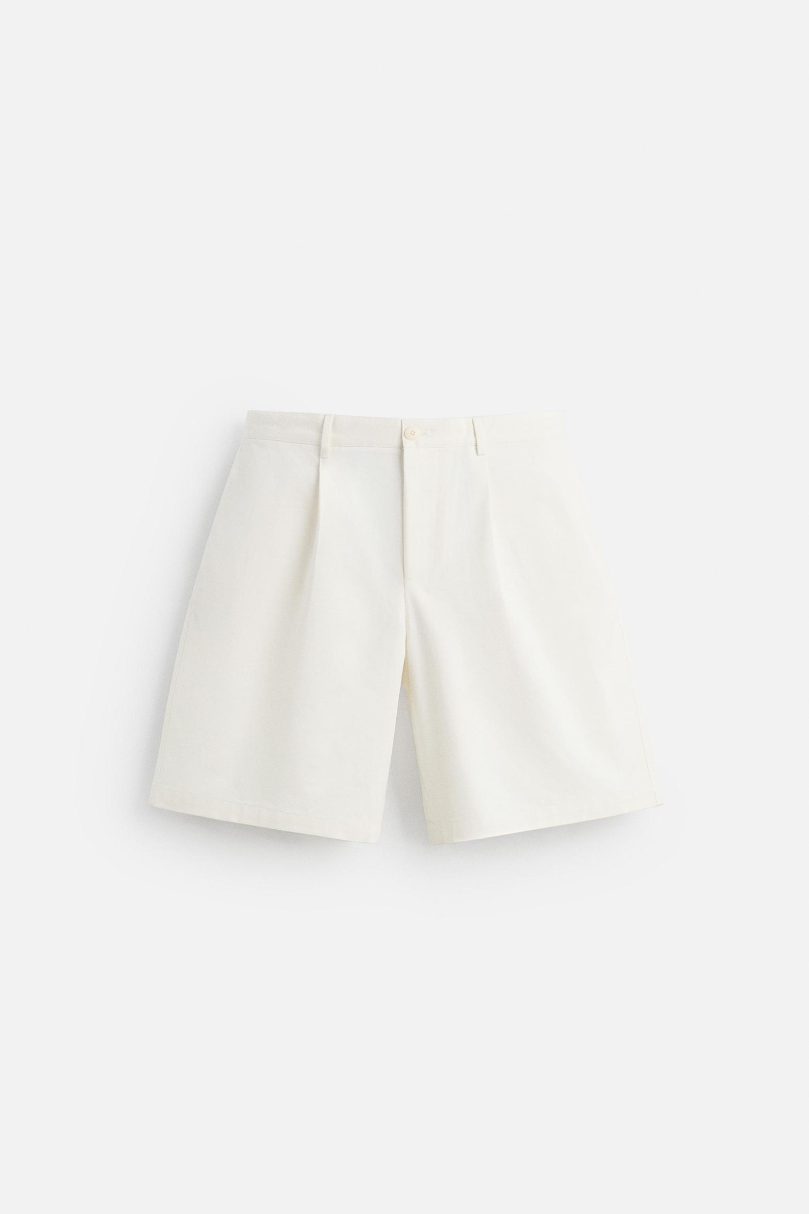 COTTON LINEN PLEATED SHORTS Product Image