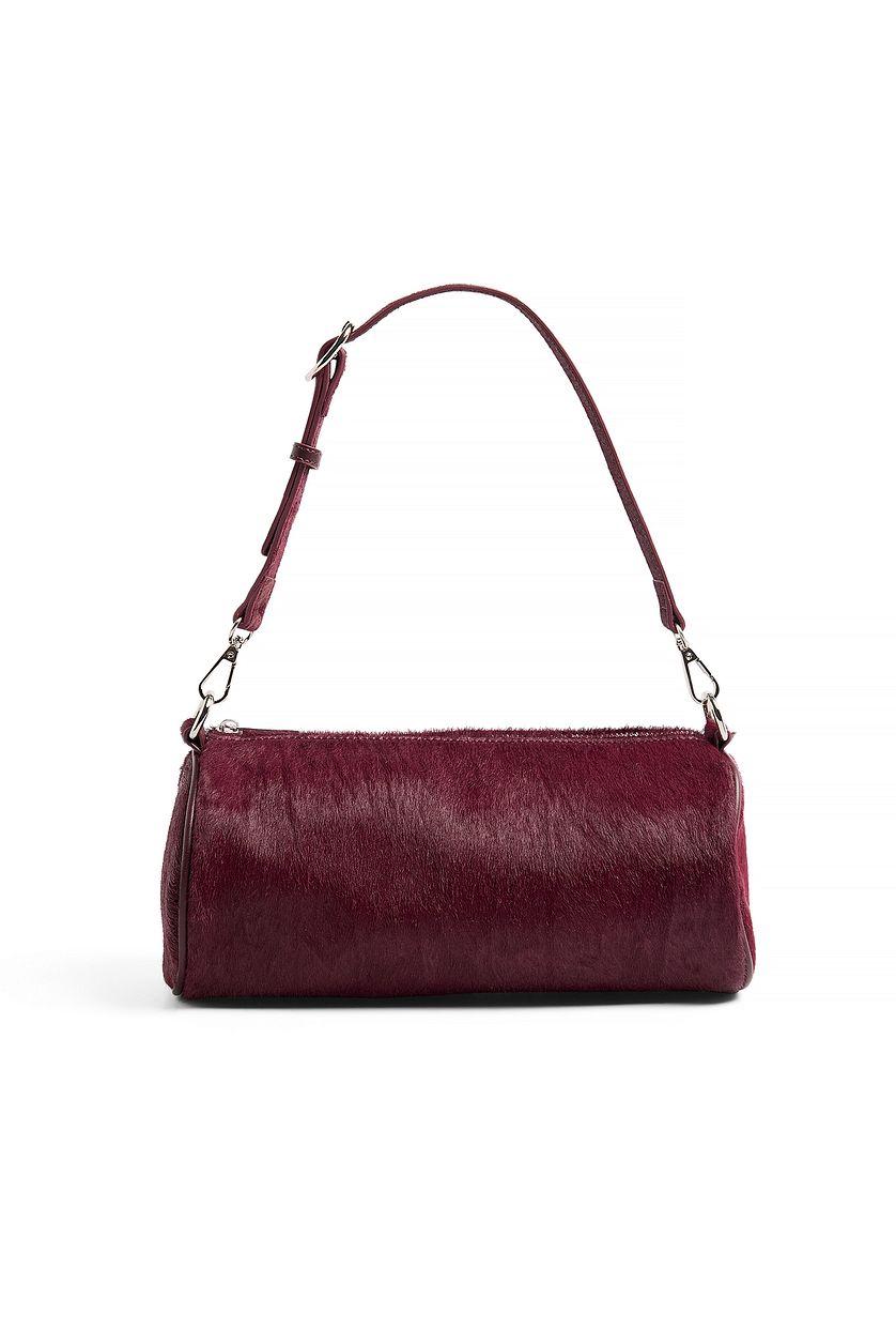 Leather Cylinder Shoulder Bag Black Product Image