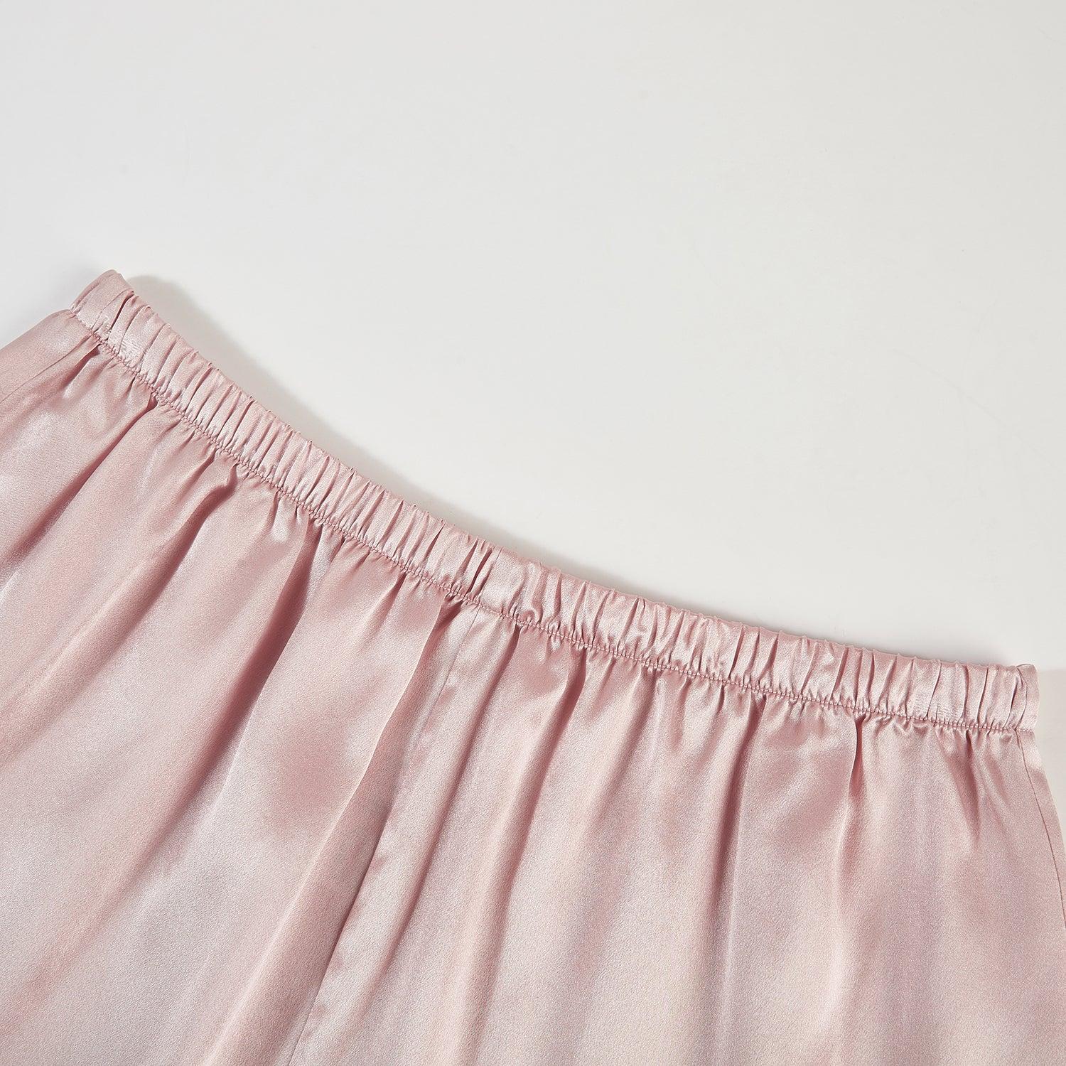 Dusty Rose Pure Silk Scallop Edged Shorts | 19 Momme Silk Charmeuse Product Image