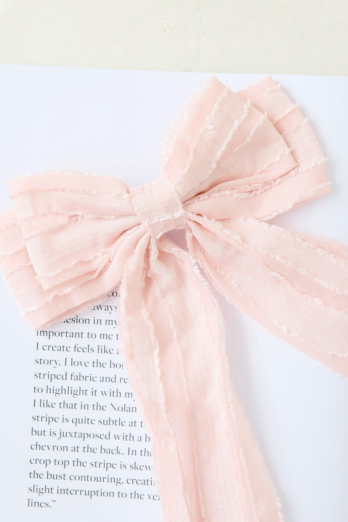 Textured Bow Hair Clip Pink Product Image