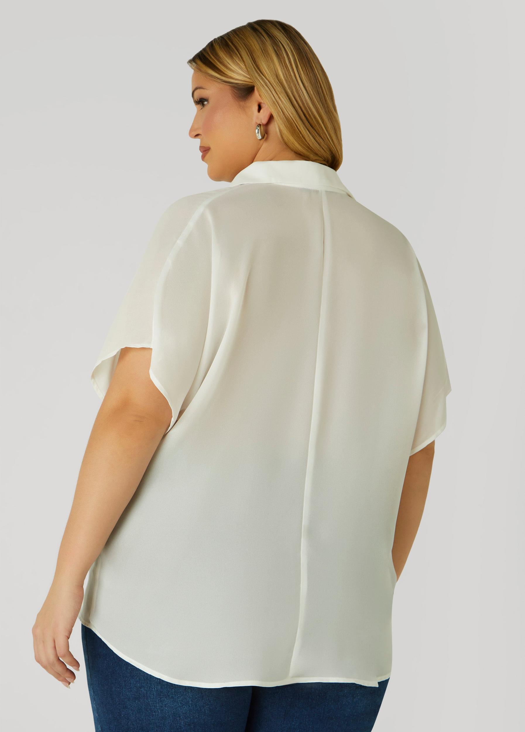 Plus Size V Neck Crepe Blouse Ashley Stewart Product Image