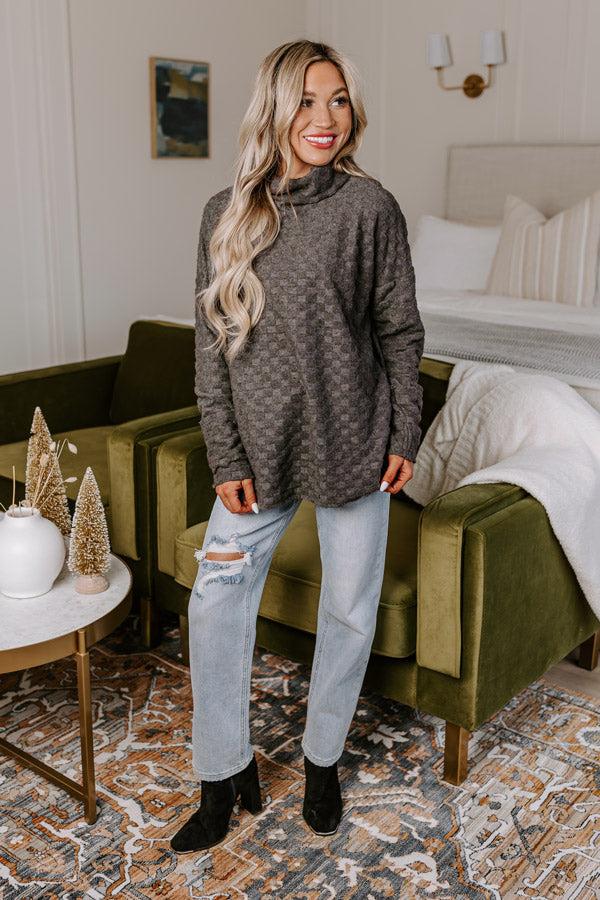 Whispering Winds Sweater Top in Charcoal Product Image