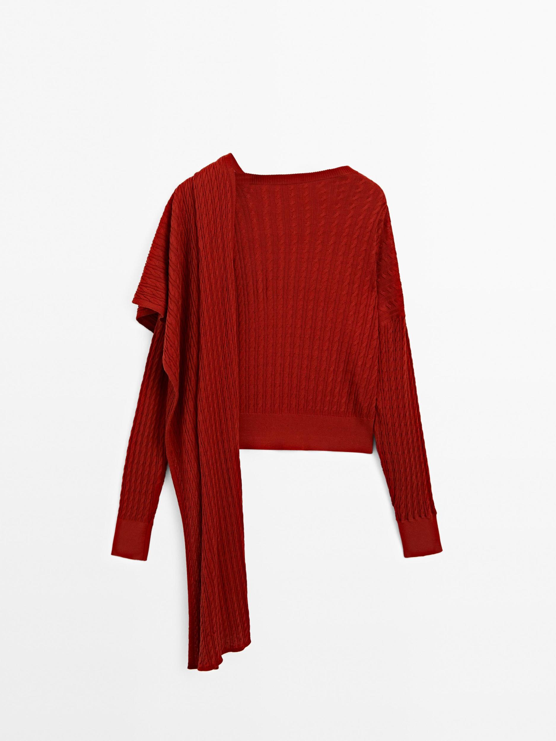 Cable-knit sweater with scarf detail Product Image