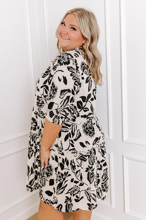 Vacay Ready Floral Mini Dress in Cream Curves Product Image