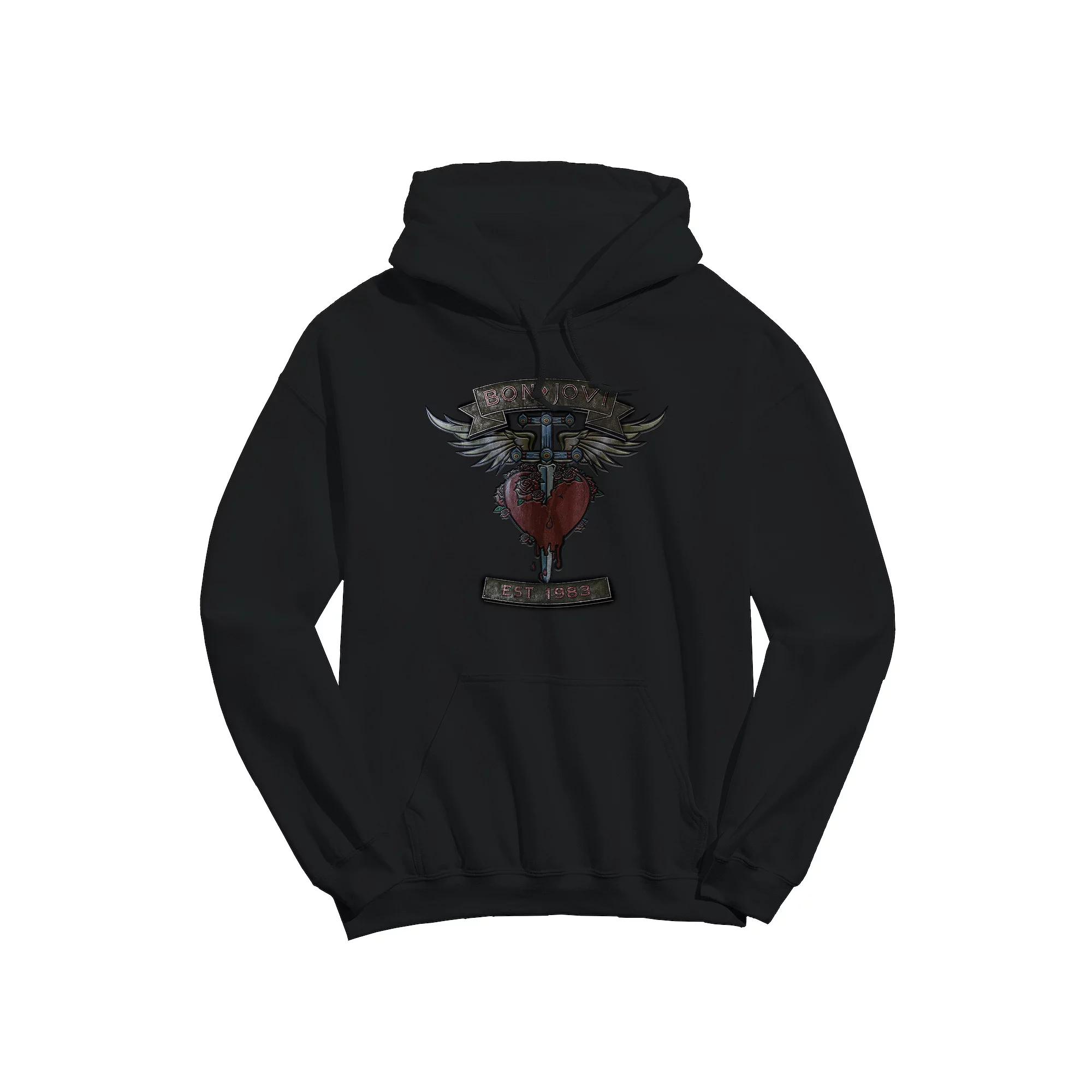 Men's Bon Jovi H&D Banners Graphic Hoodie, Size: XL, Black Product Image