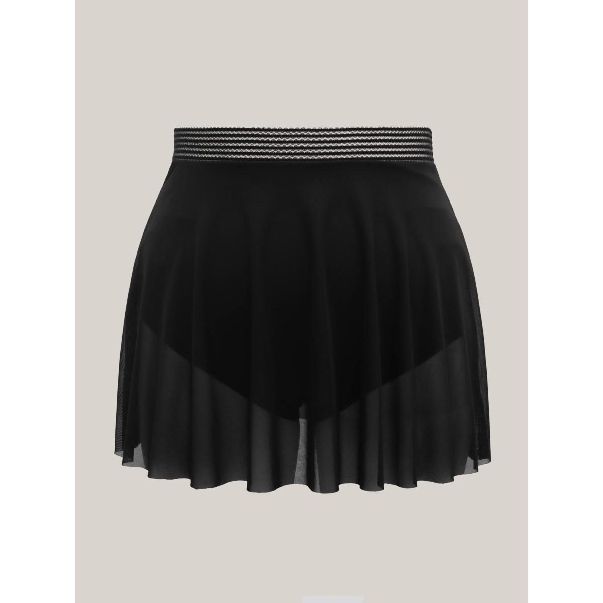 Plus Size Mesh Webbed Flared Swim Bottoms Women's Swimwear Black Beach See through High stretch Bodycon High Rise Curve Swim Bottoms BloomChic 18-20/2X Product Image