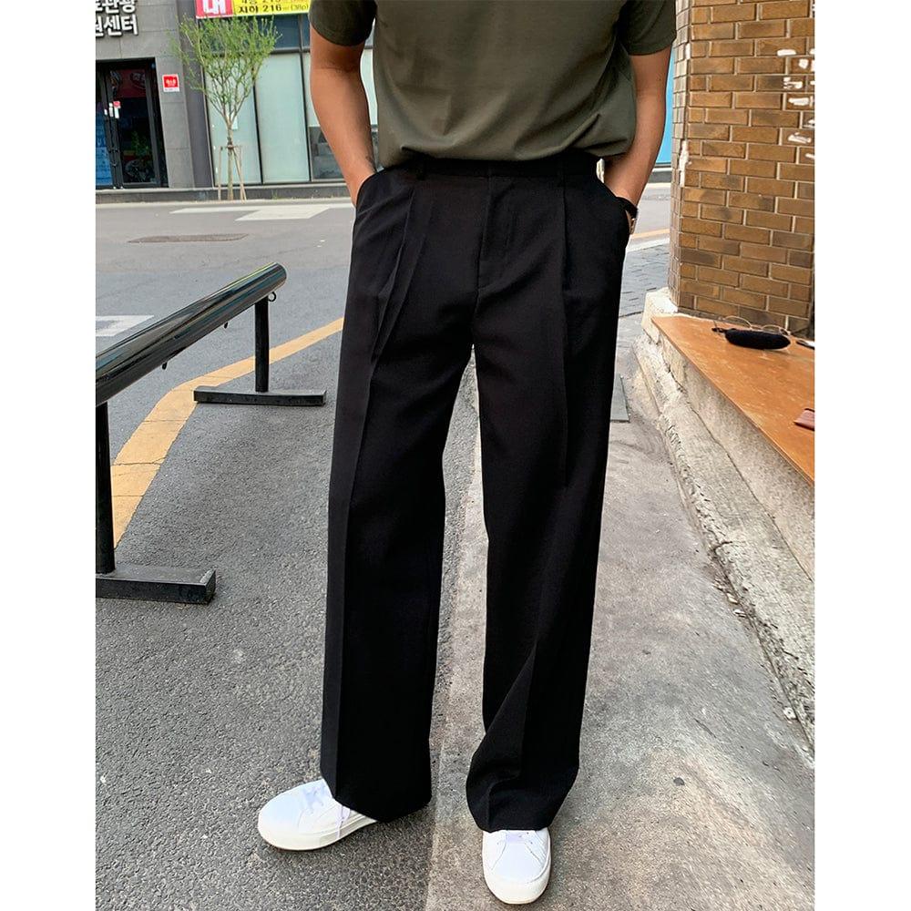 RT No. 9238 BLACK FOLDED STRAIGHT PANTS Product Image