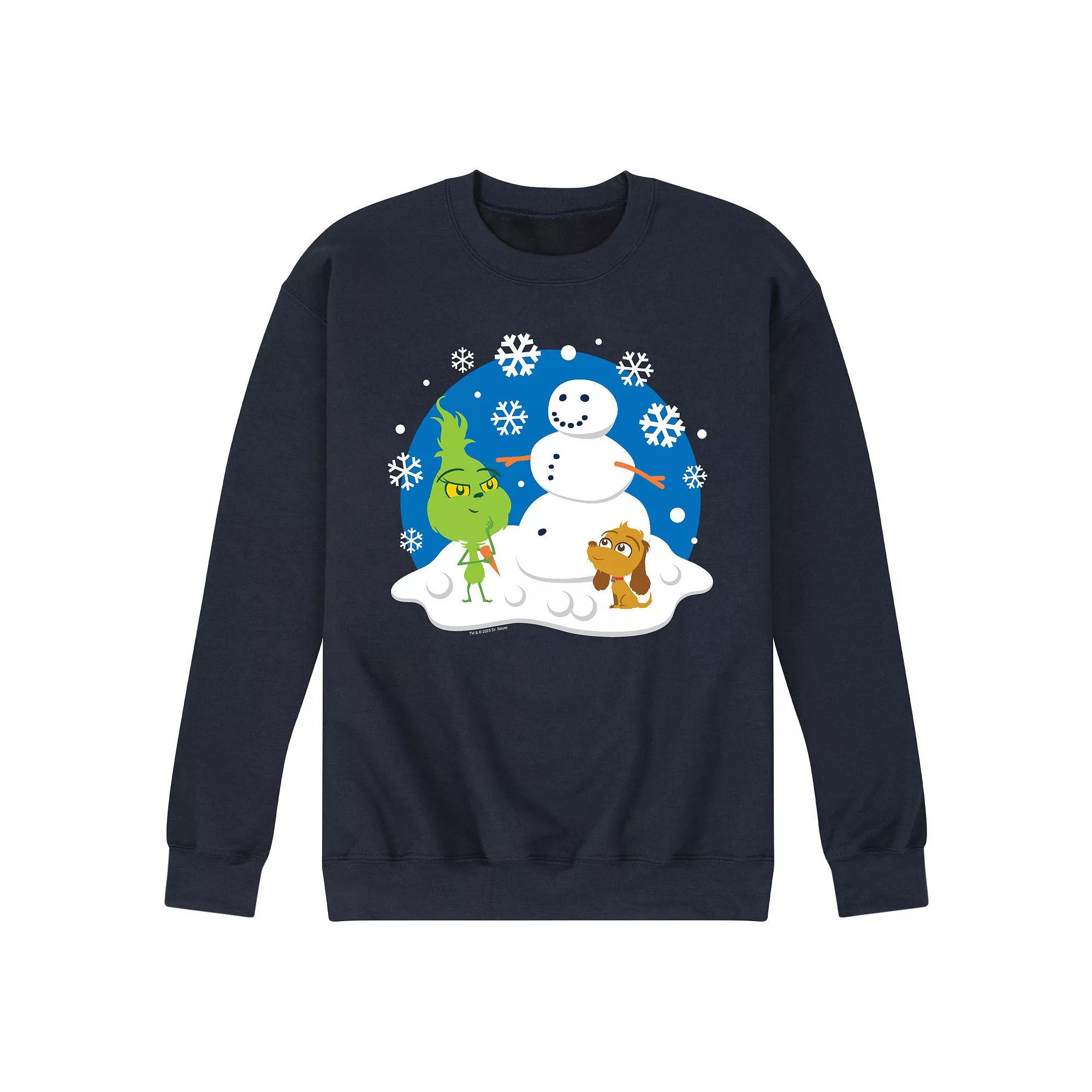 Men's Dr. Seuss The Grinch Building Snowman Fleece Sweatshirt,  Product Image
