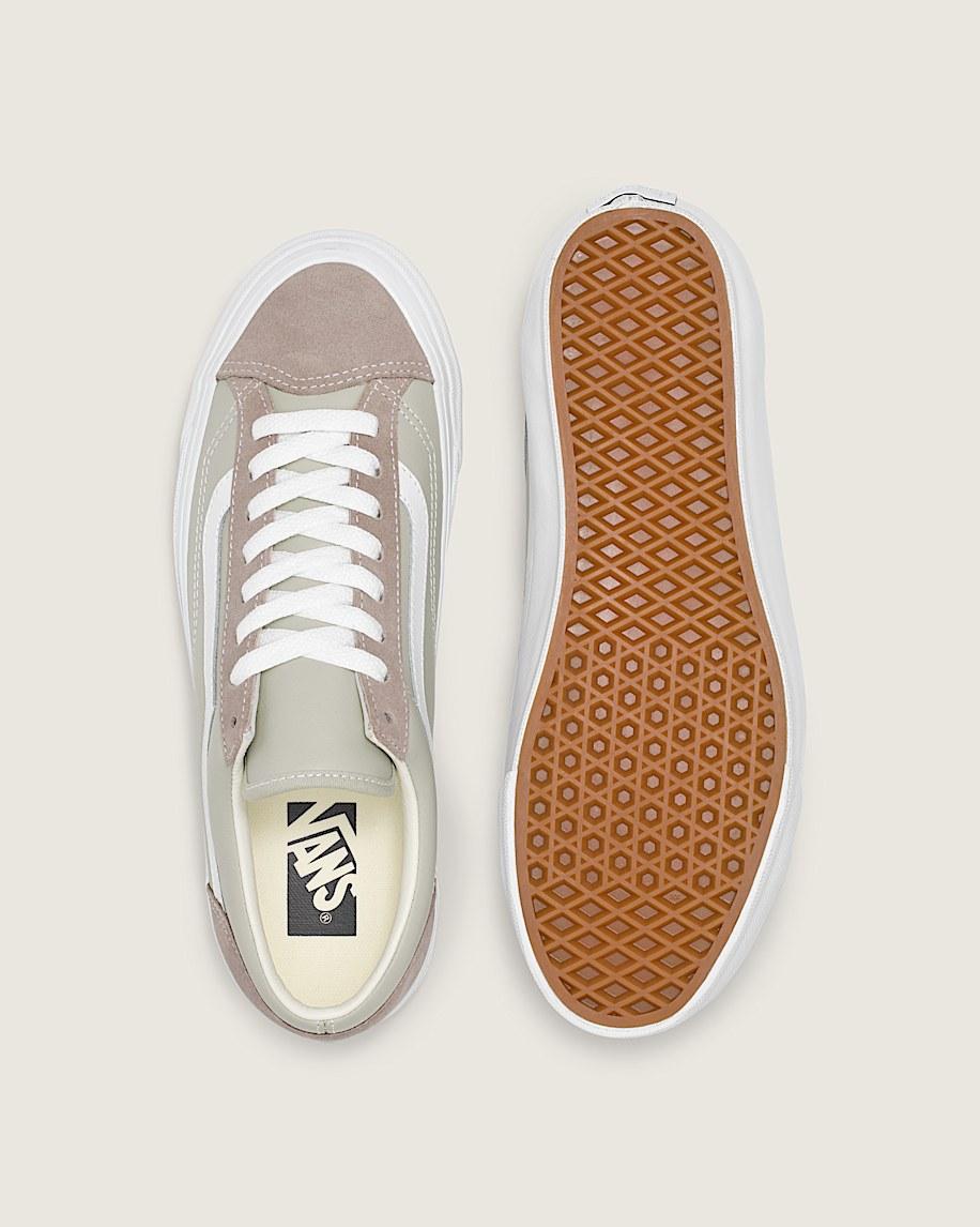 Premium Old Skool Leather Shoe in Atmosphere Grey / Beige| Vans US Product Image