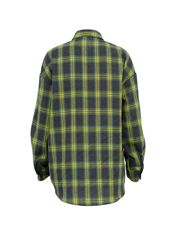 Vintage Plaid Print Long Sleeve Blouse Product Image