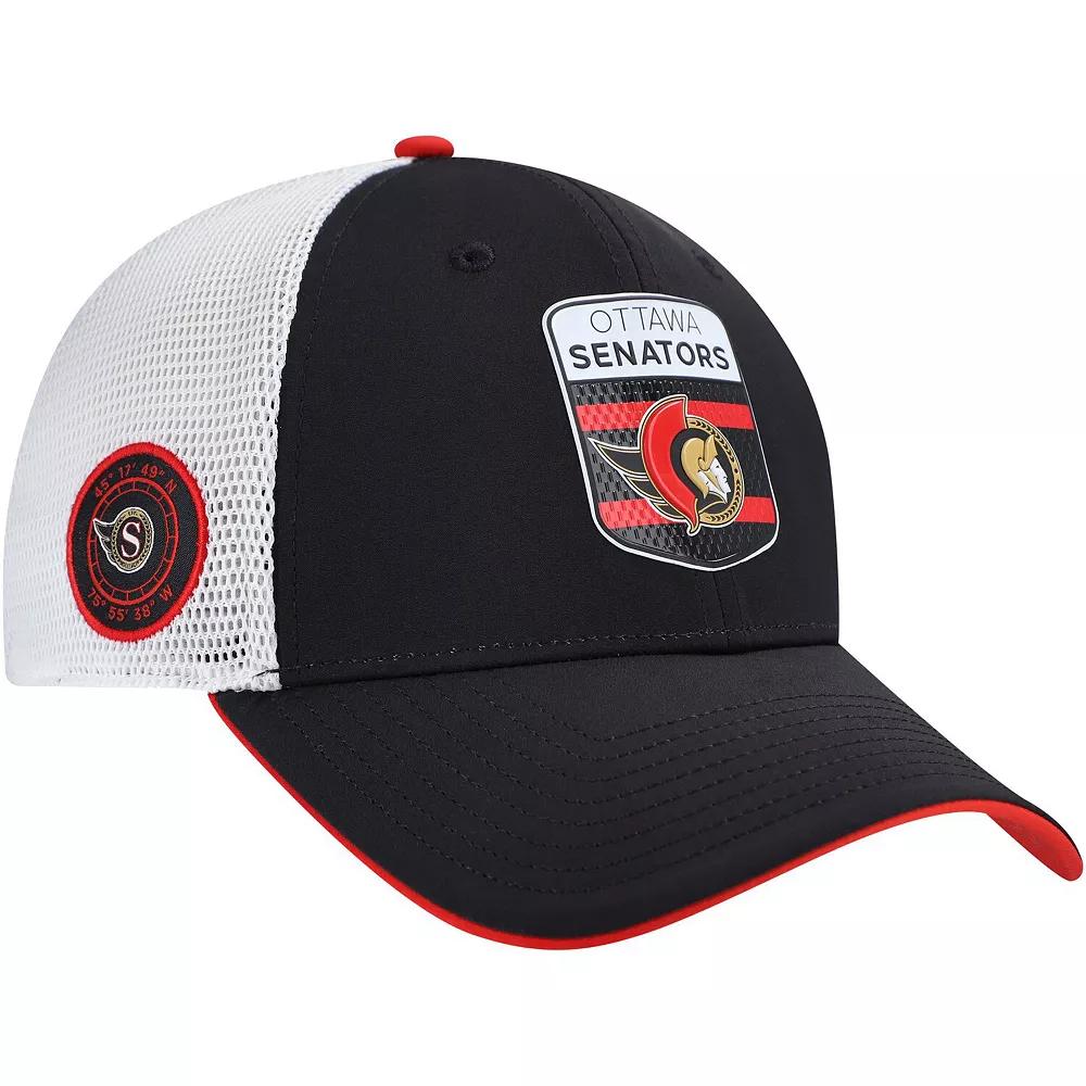 Men's Fanatics Black/White Ottawa Senators Authentic Pro Draft Podium Trucker Adjustable Hat, Sen Black Product Image