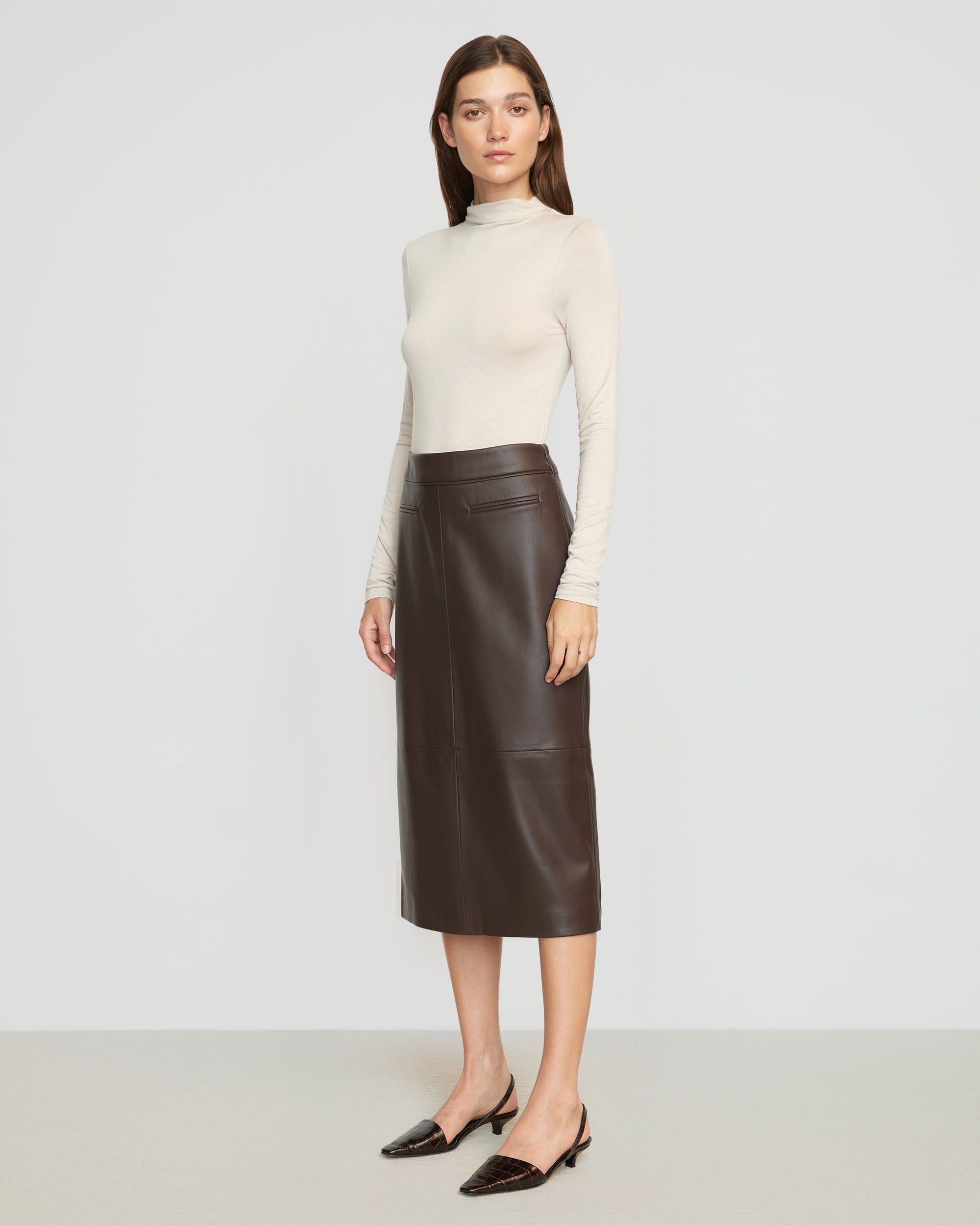 Briony Back Split-Hem Vegan Leather Skirt Product Image