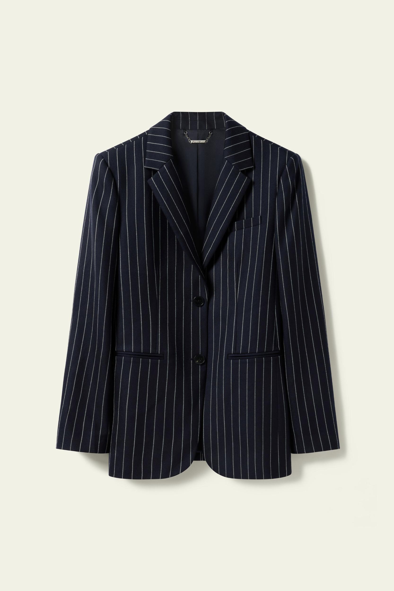 Single Breasted Striped Suit Jacket Product Image