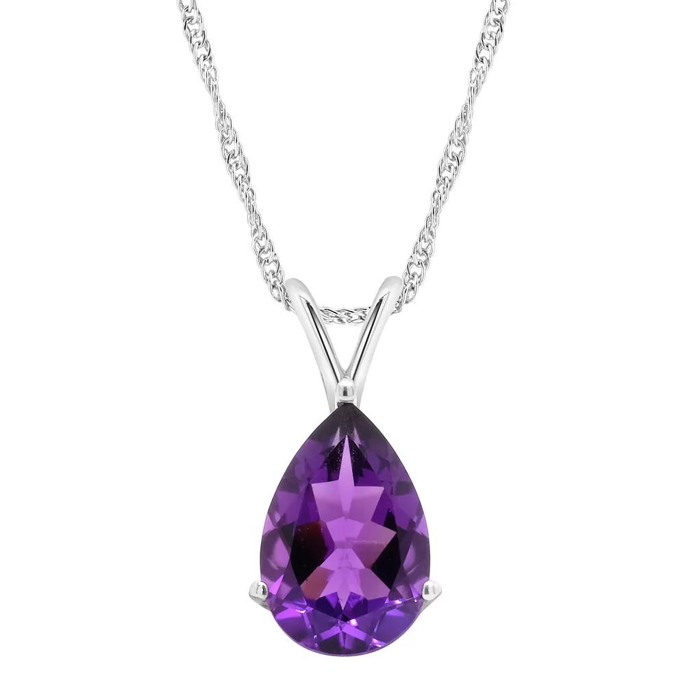 Alyson Layne 14k Gold Pear Cut Amethyst Pendant Necklace, Women's, Size: 18", 14k White Gold Product Image