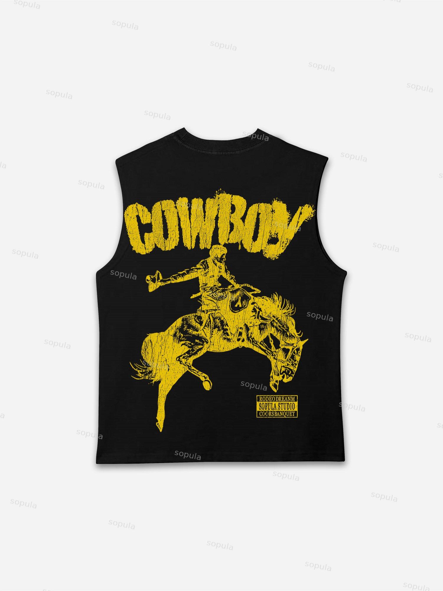 Cowboy Rodeo Street Graphic Print Tank Top Product Image