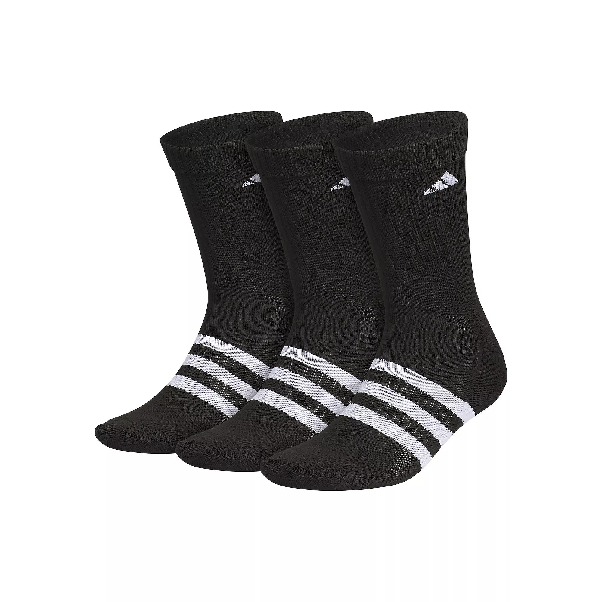 Unisex adidas Adaptive 3-Pack Monochrome Crew Socks, Women's, Size: 6-9, Black Product Image