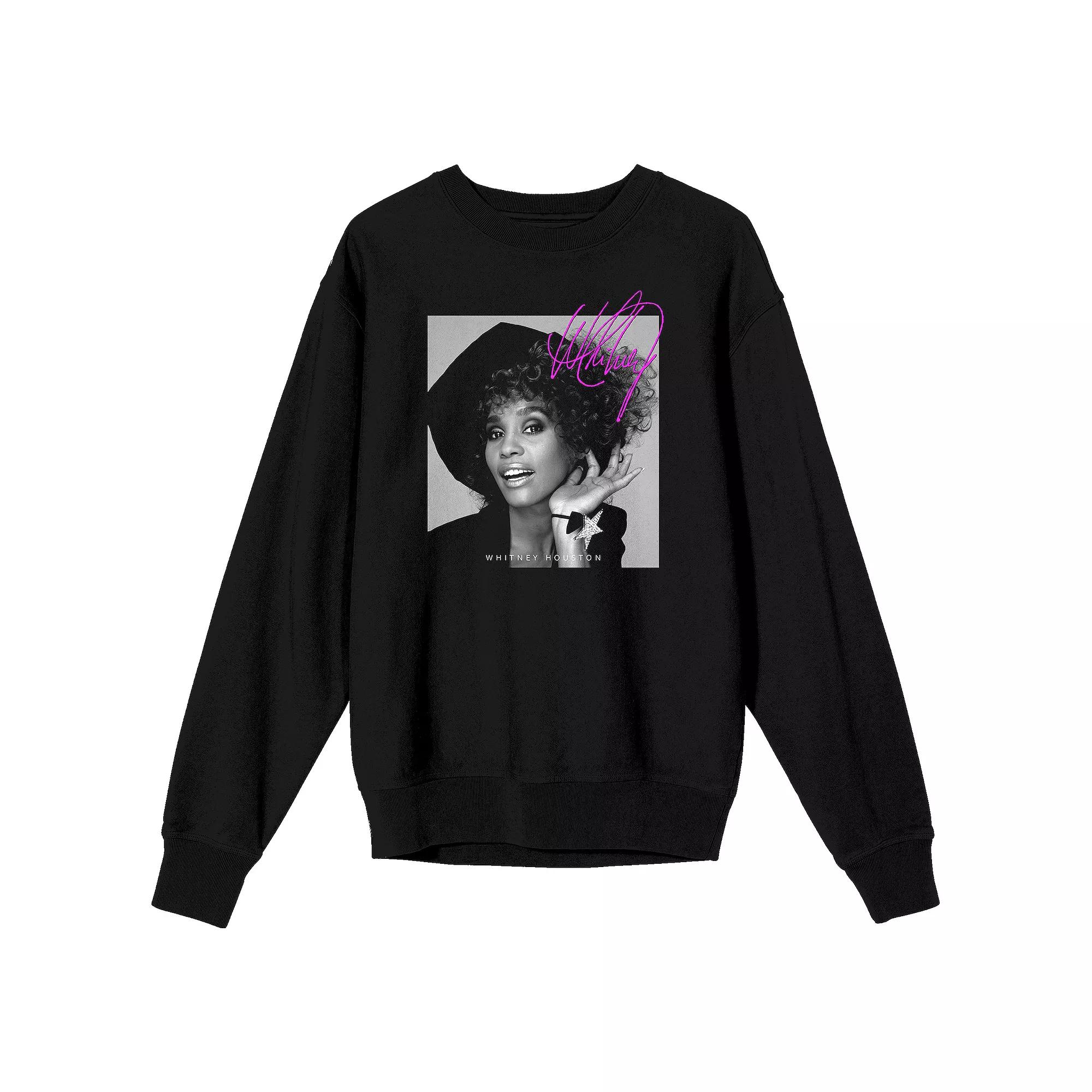Men's Whitney Houston Grayscale Long Sleeve Graphic Tee,  Product Image