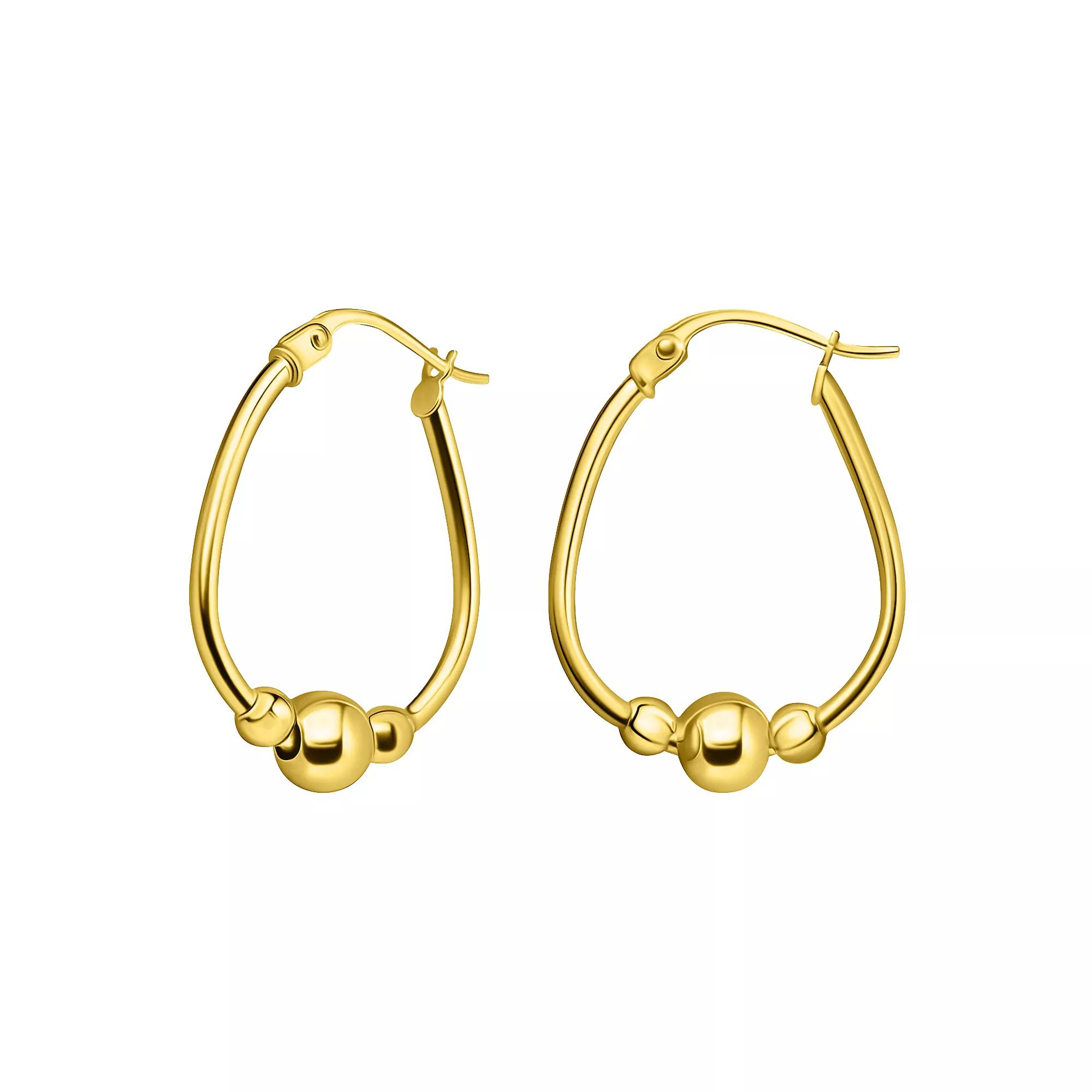 Aleure Precioso Sterling Silver Nickel Free Oval Hoop Earrings, Women's, Gold Tone Product Image