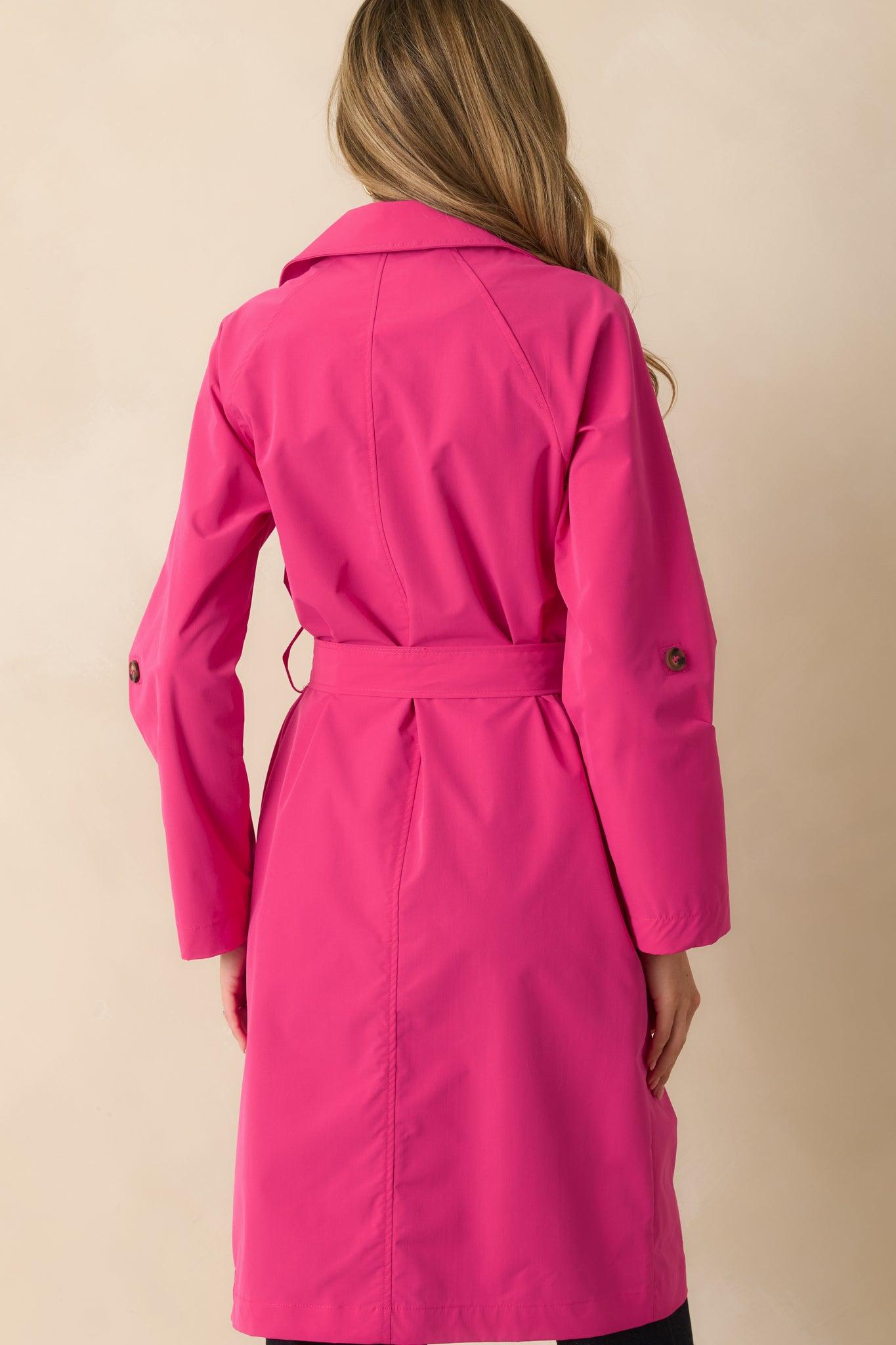 Walk It Out Magenta Trench Coat Product Image