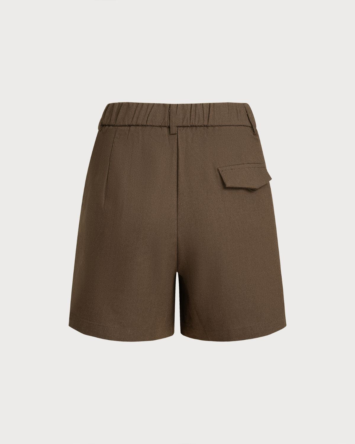 Coffee Pleated Pocket Shorts Product Image