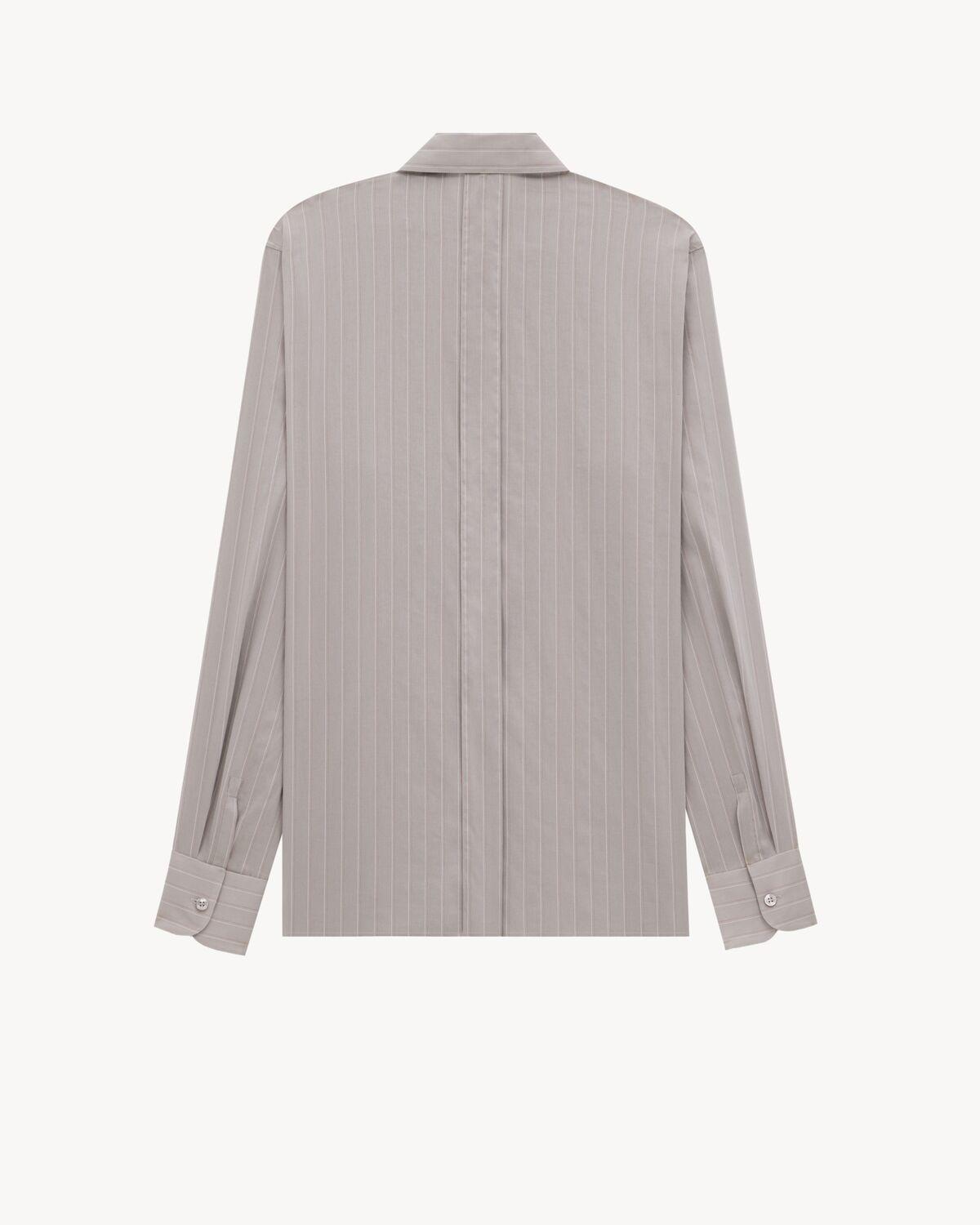 shirt in striped cotton and silk voile Product Image