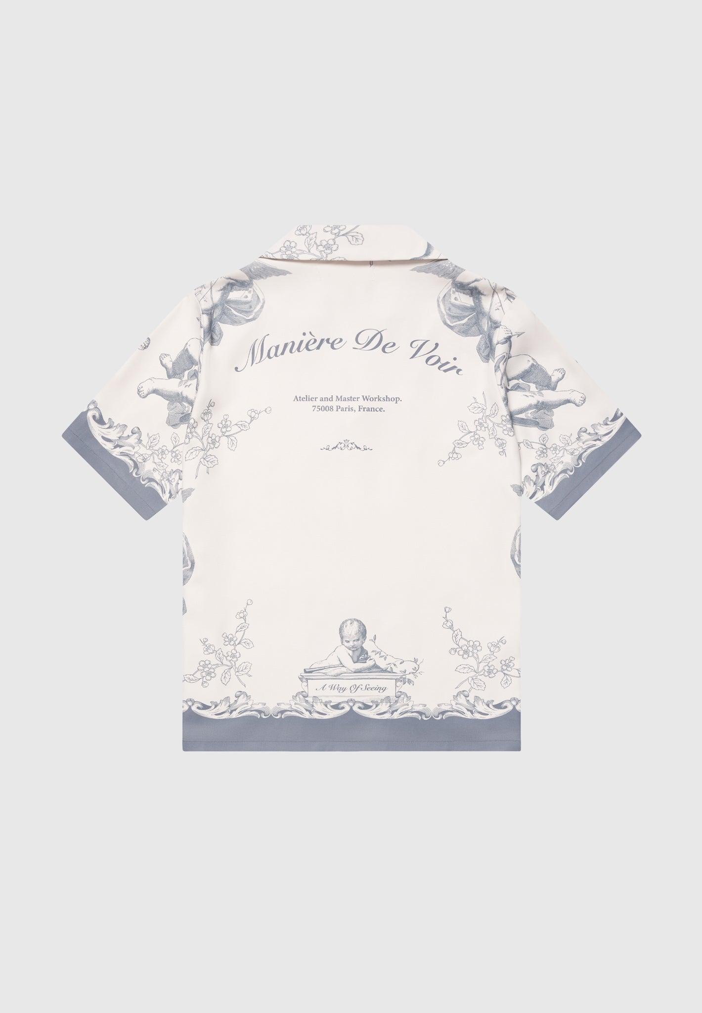 Marc - Signature Baroque Resort Shirt - Cream/Grey Male Product Image