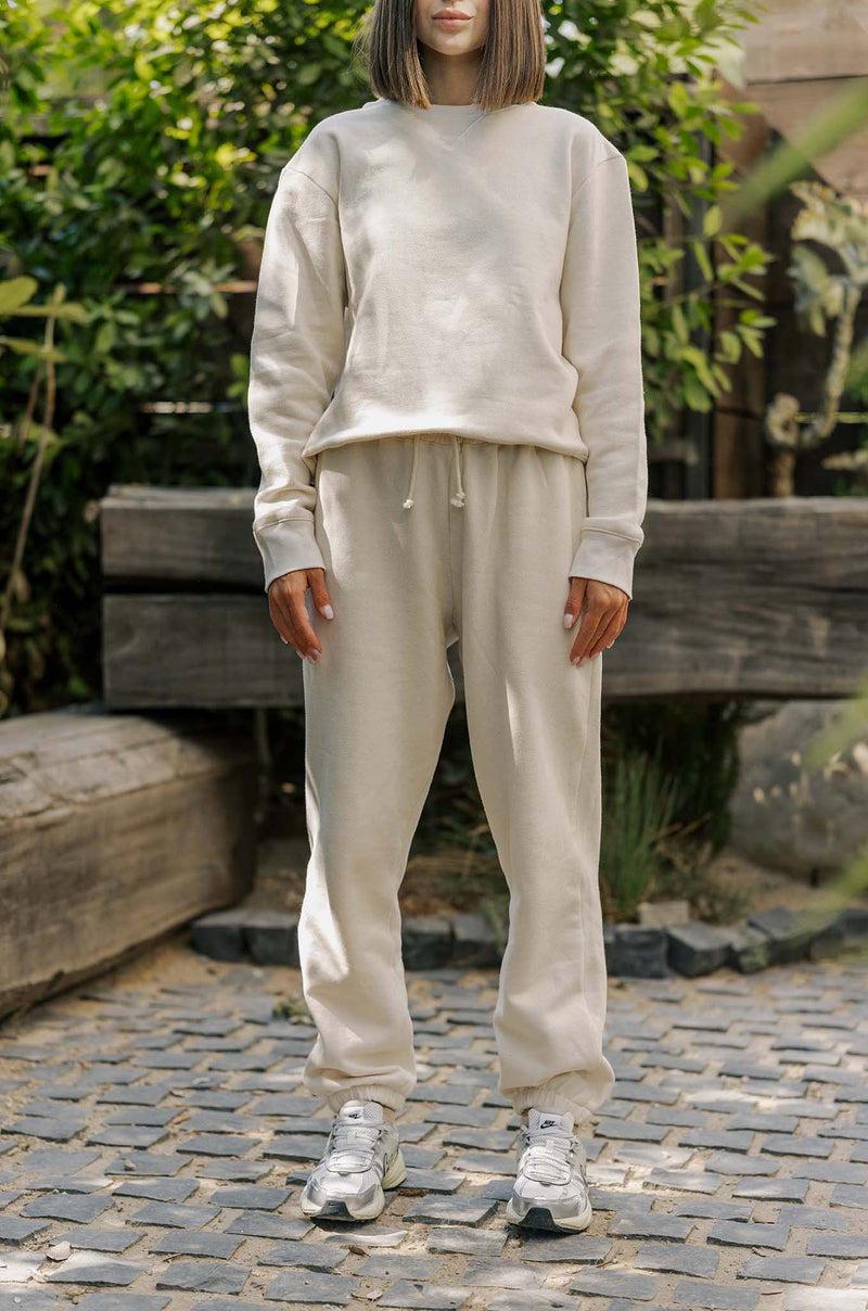 Men's Organic Heavyweight Fleece Sweatpants in Natural Product Image
