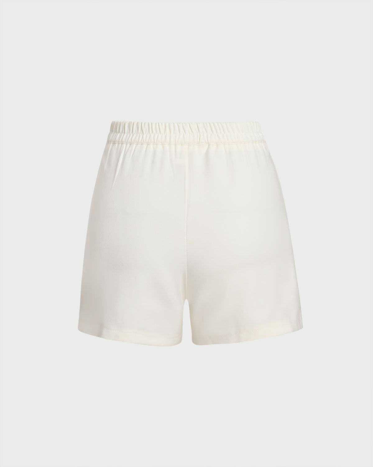 White Pleated Pocket Shorts Product Image