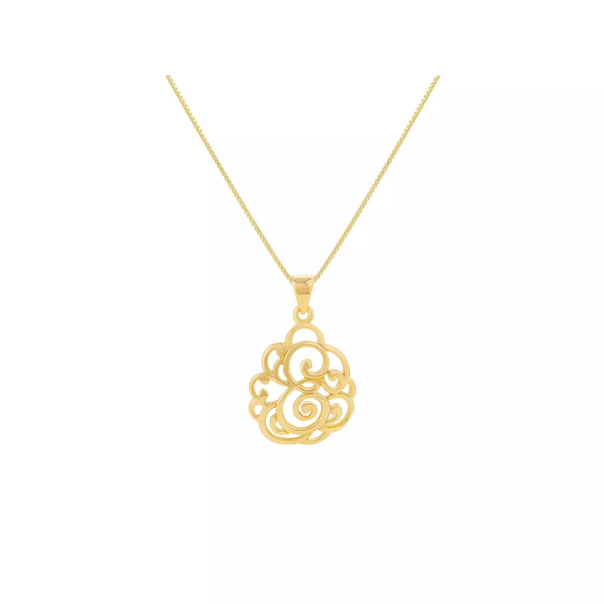 PRIMROSE Sterling Silver Monogram Initial Pendant Necklace, Women's, Size: 18", Gold Tone T Product Image