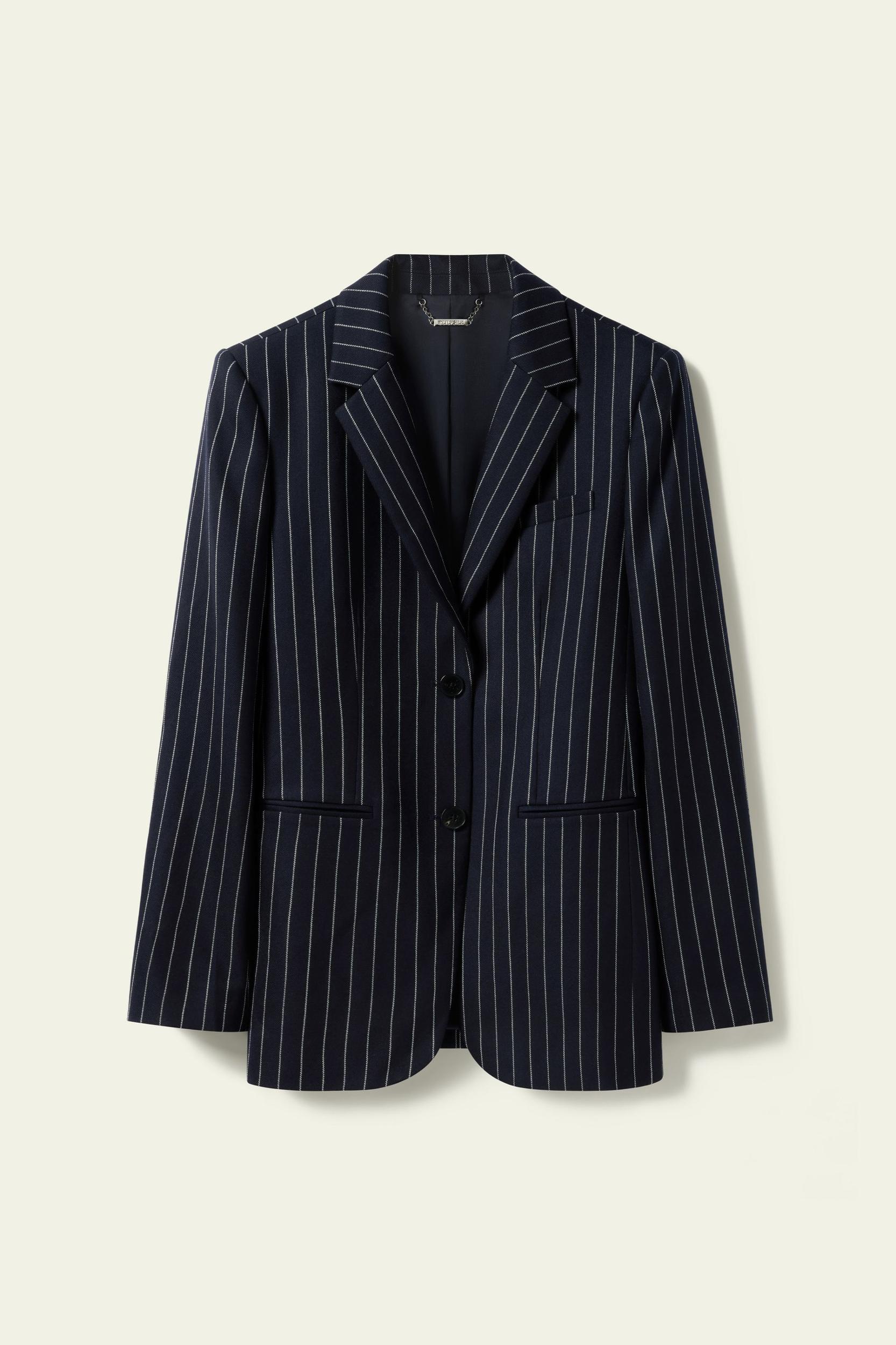 Single Breasted Striped Suit Jacket Product Image