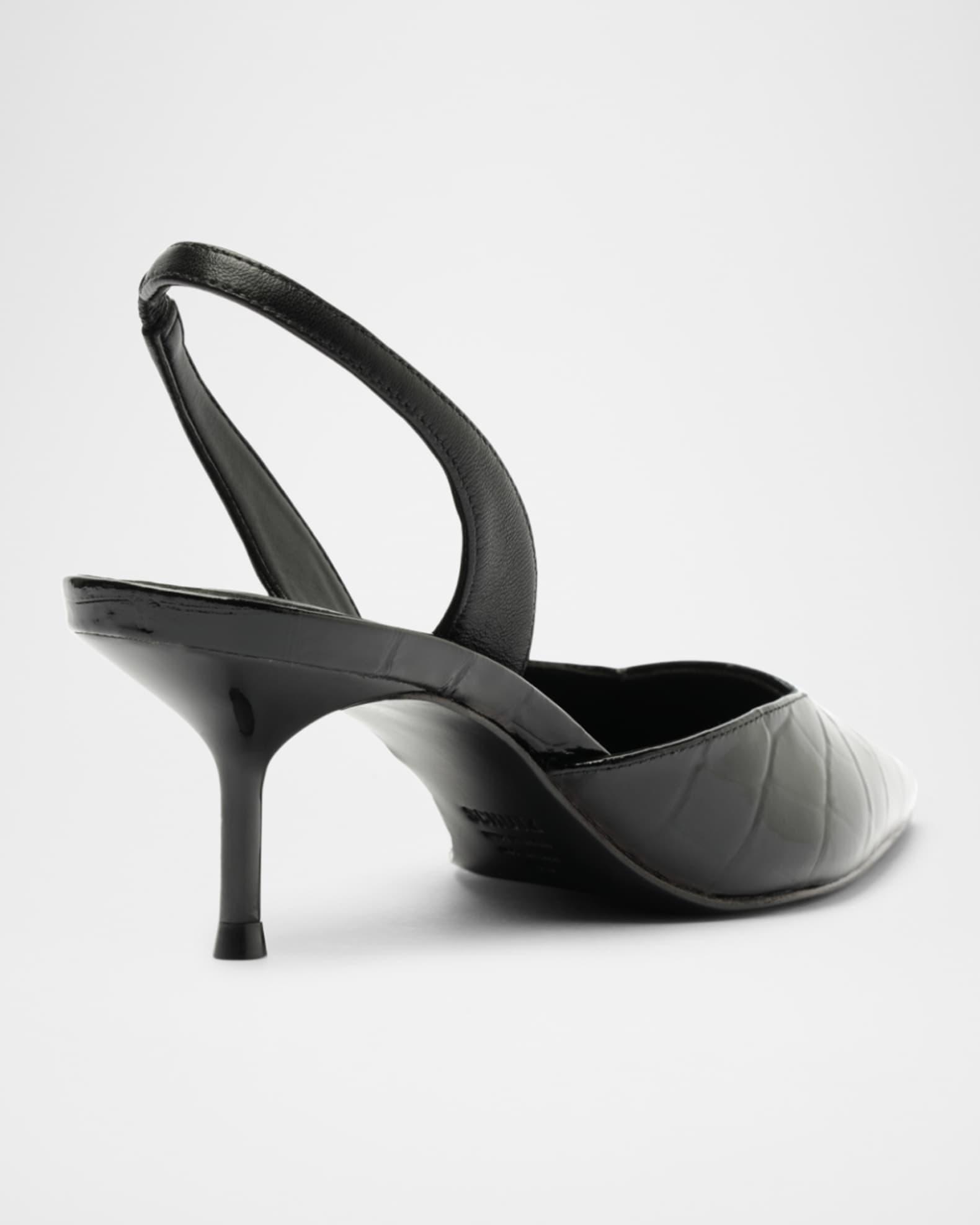 Paola Croc-Embossed Leather Slingback Pumps Product Image
