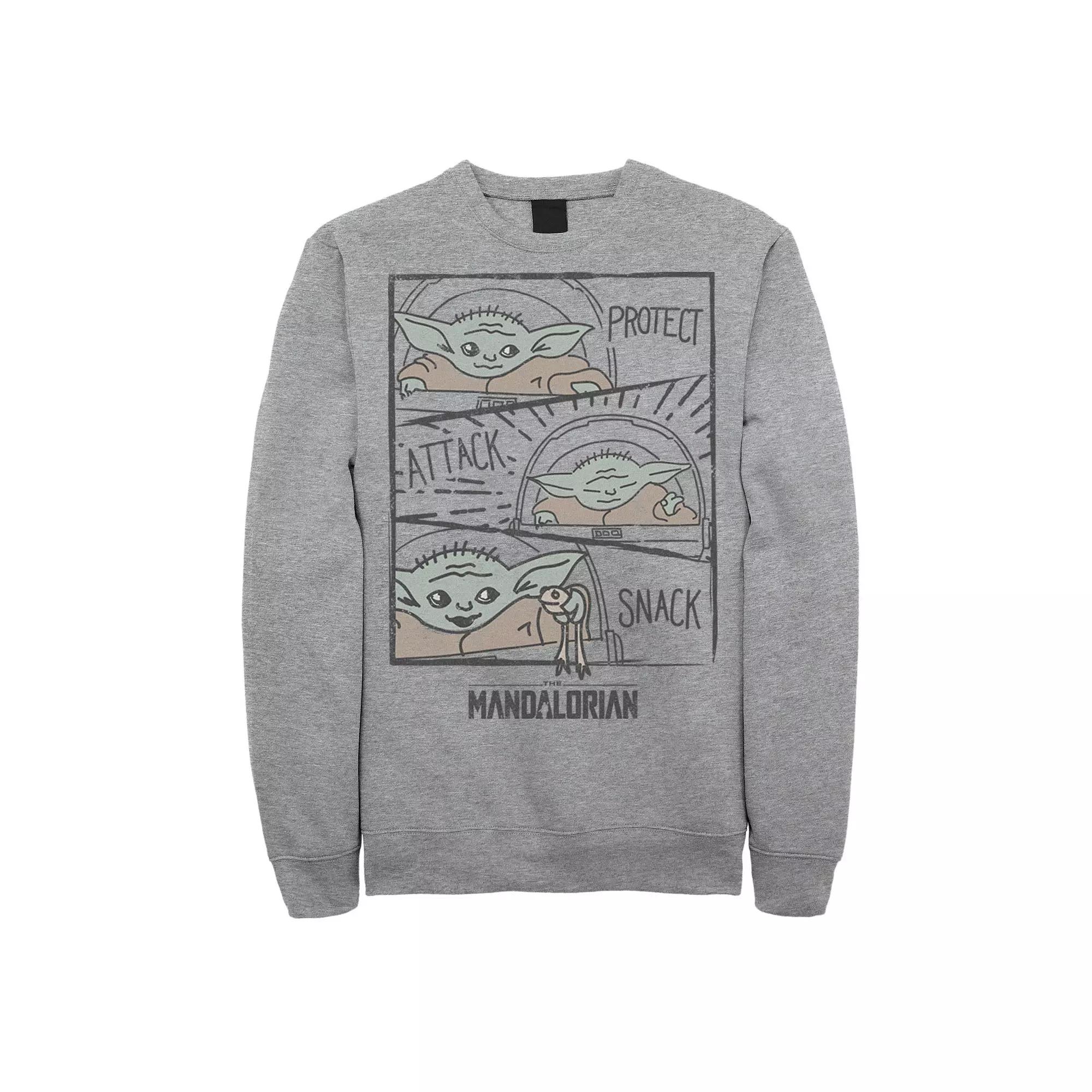 Men's Star Wars The Mandalorian The Child Protect Attack Snack Sweatshirt,  Product Image