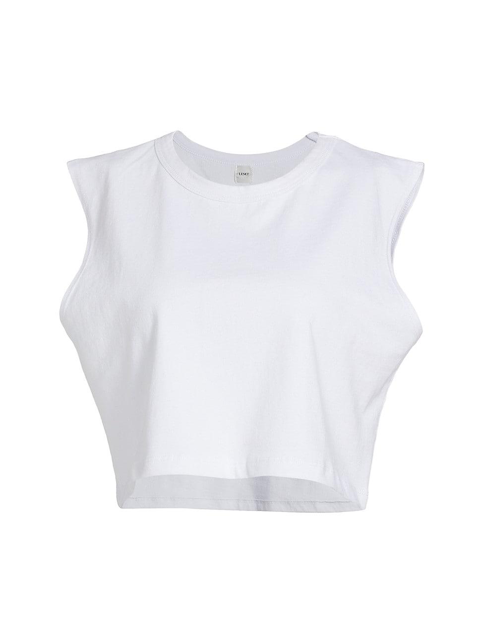 Womens Cotton Boxy Crewneck Sleeveless Top Product Image