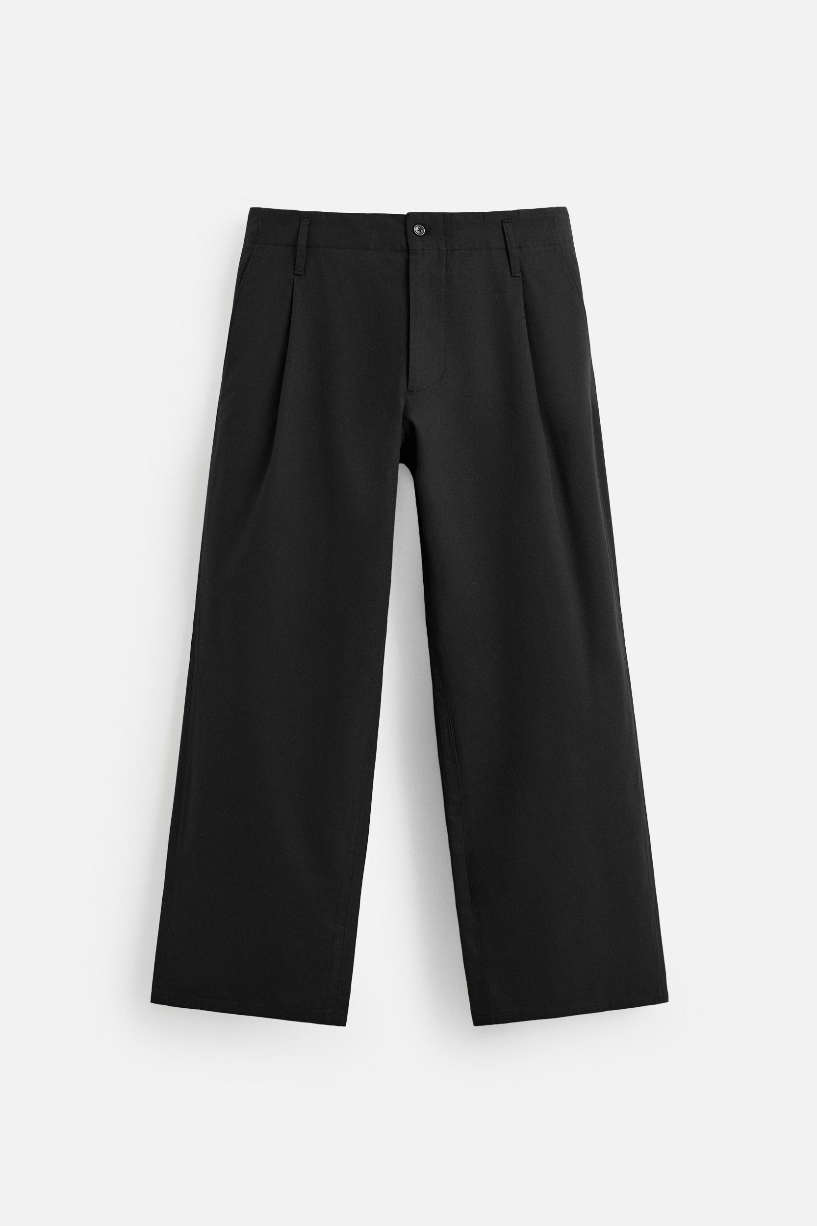 WIDE FIT COTTON-VISCOSE PANTS Product Image