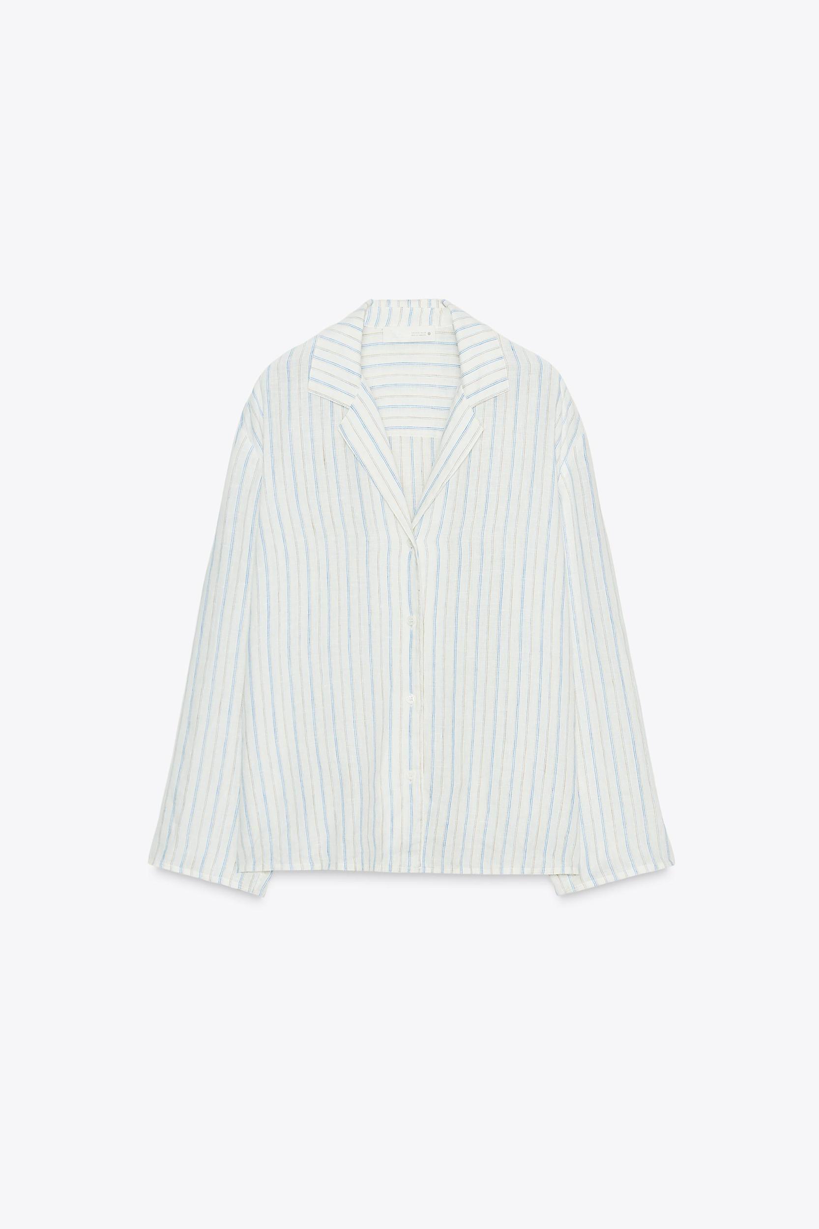 ZW COLLECTION STRIPED LINEN PAJAMA SHIRT Product Image