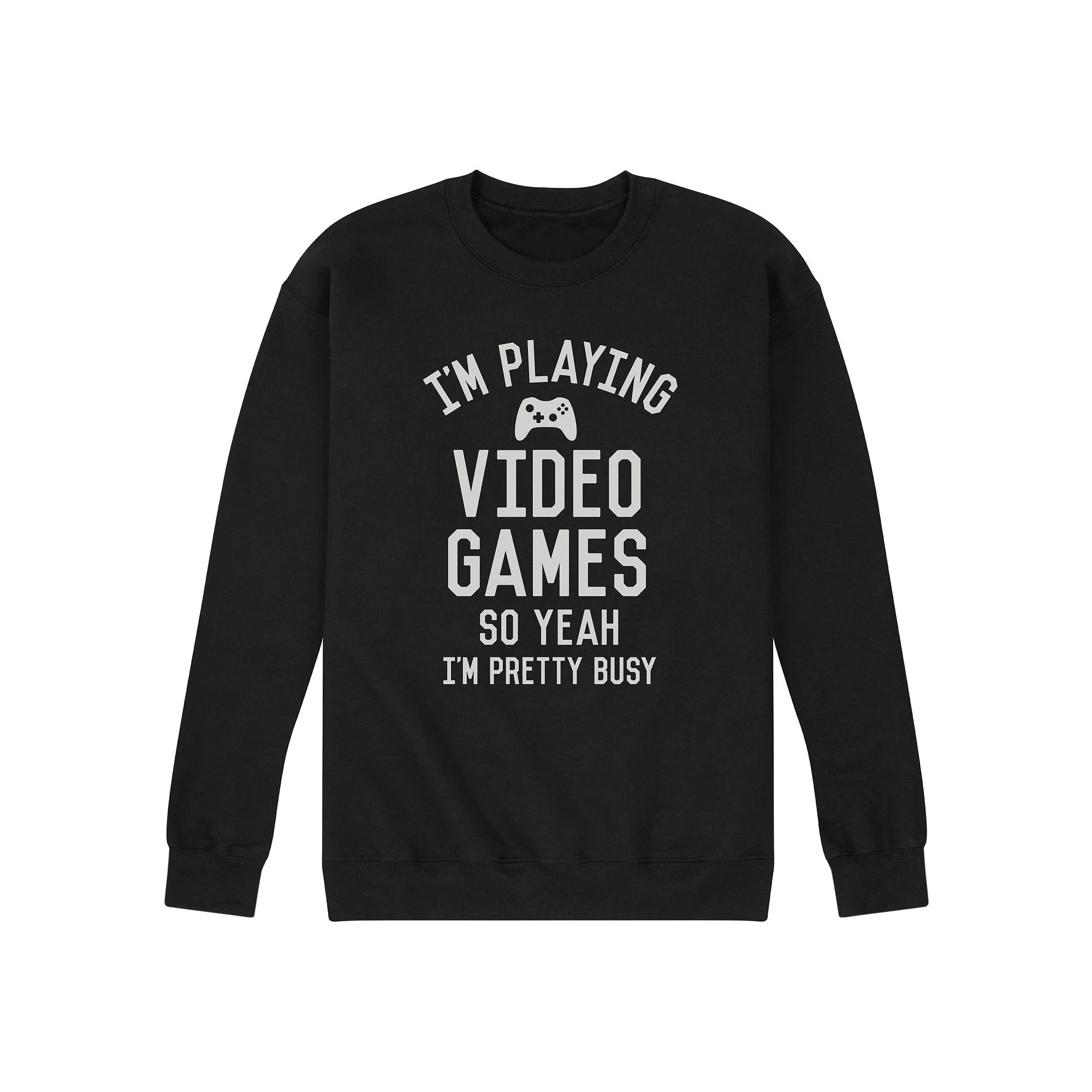 Men's Im Playing Video Games Yeah Busy Graphic Fleece Sweatshirt, Size: Medium, Black Product Image