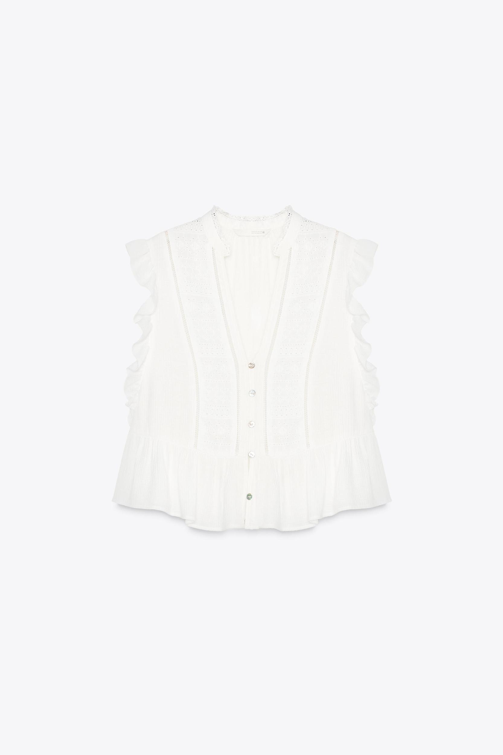 EMBROIDERED RUFFLED TOP Product Image