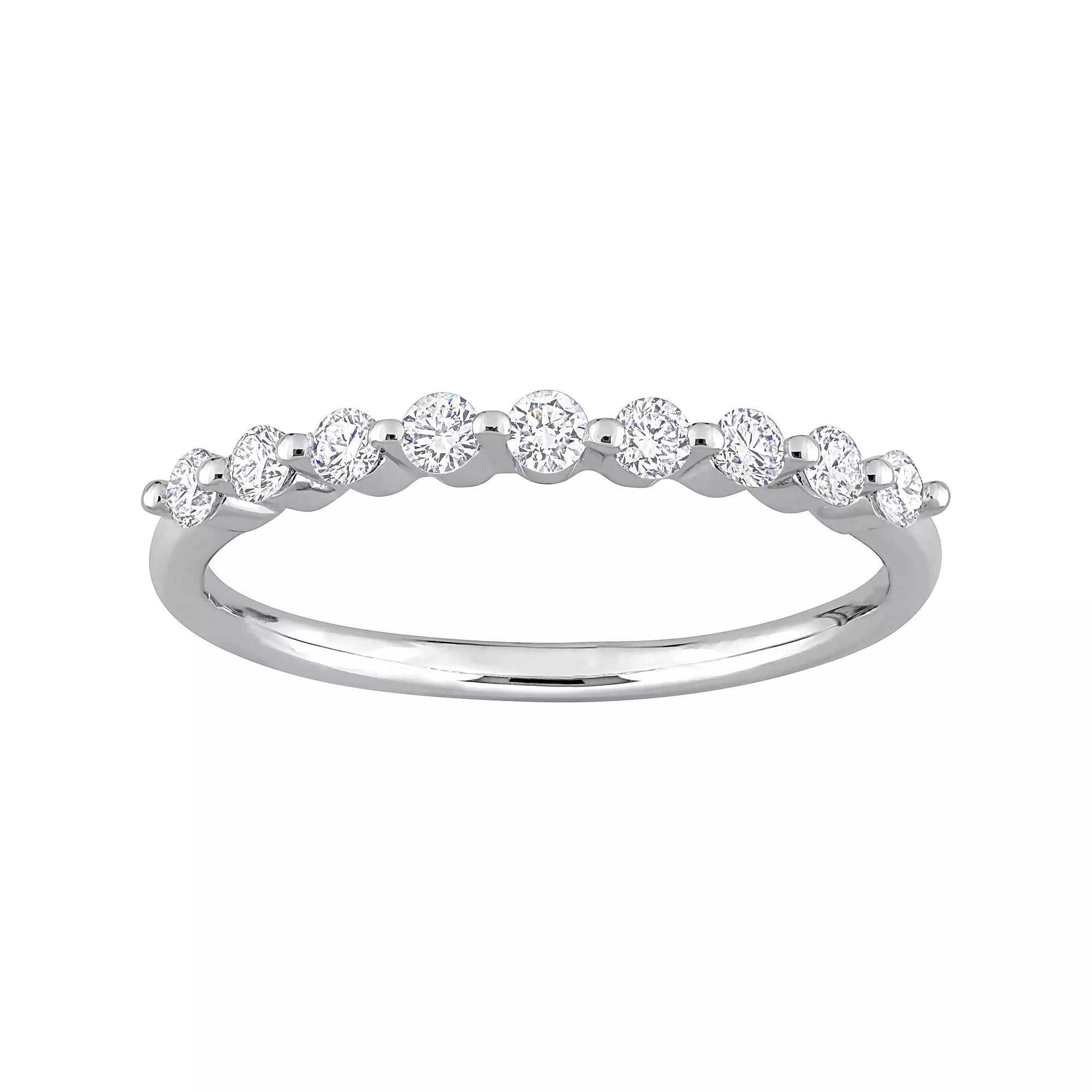 Stella Grace Platinum Over Silver 1/3 Carat T.W. Lab-Grown Diamond Semi-Eternity Ring, Women's,  Product Image