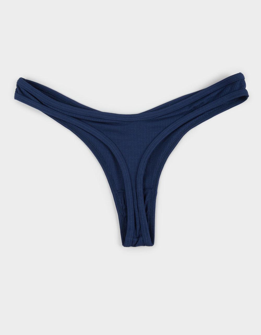 FULL TILT High Leg Rib Thong - BLACK Product Image