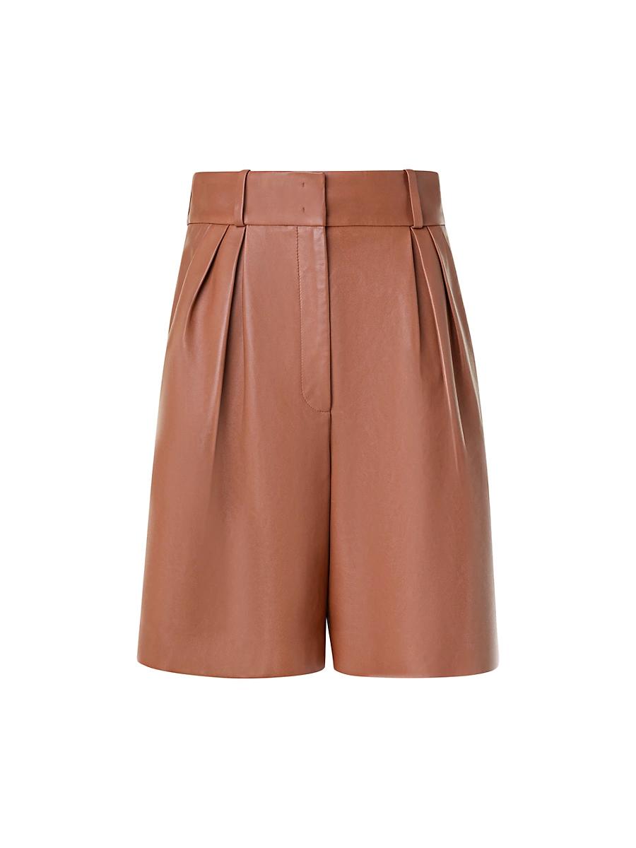 Womens Finnick Leather Pleated Bermuda Shorts Product Image