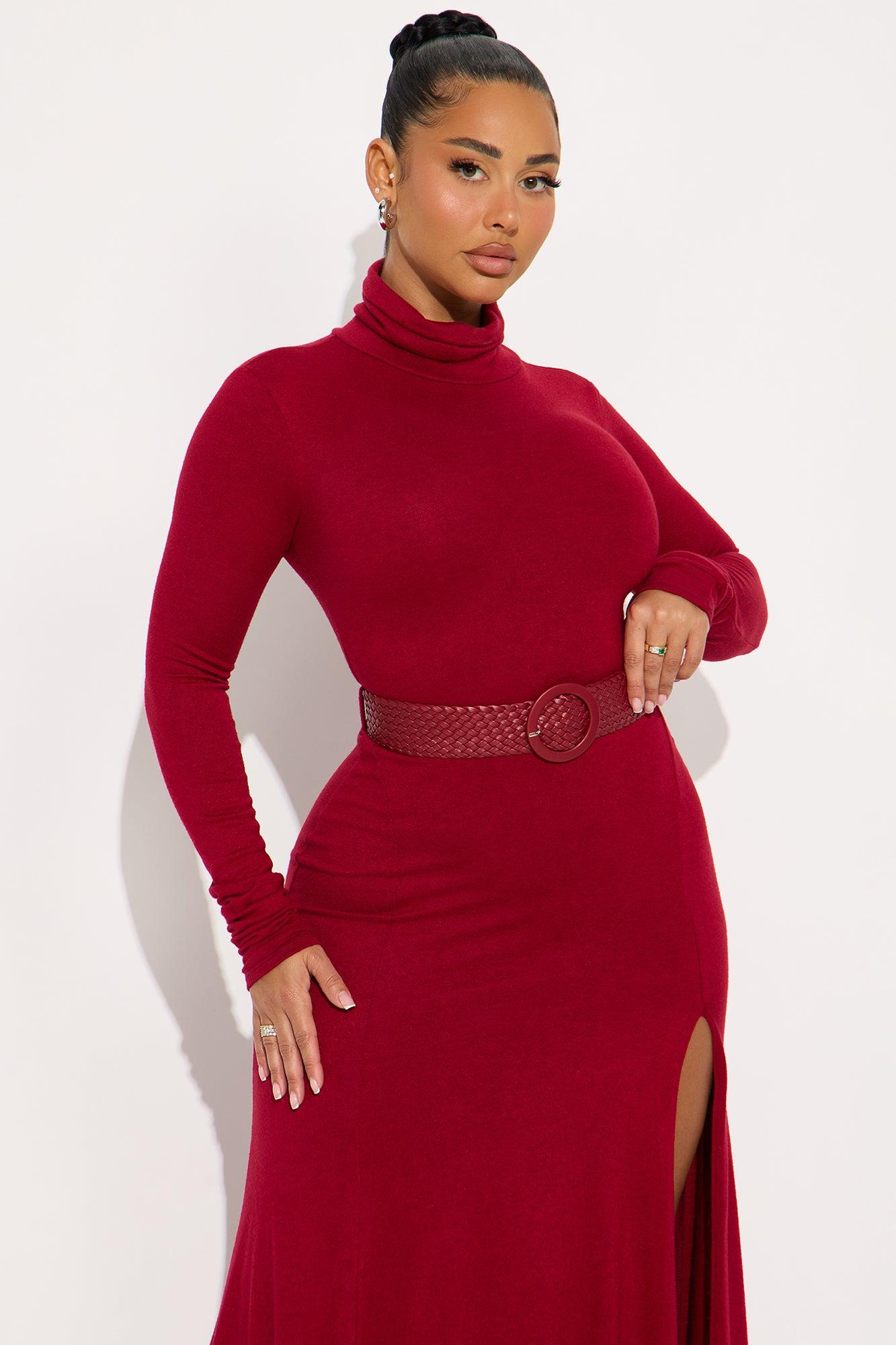 Lilianna Turtle Neck Maxi Dress - Burgundy Female Product Image