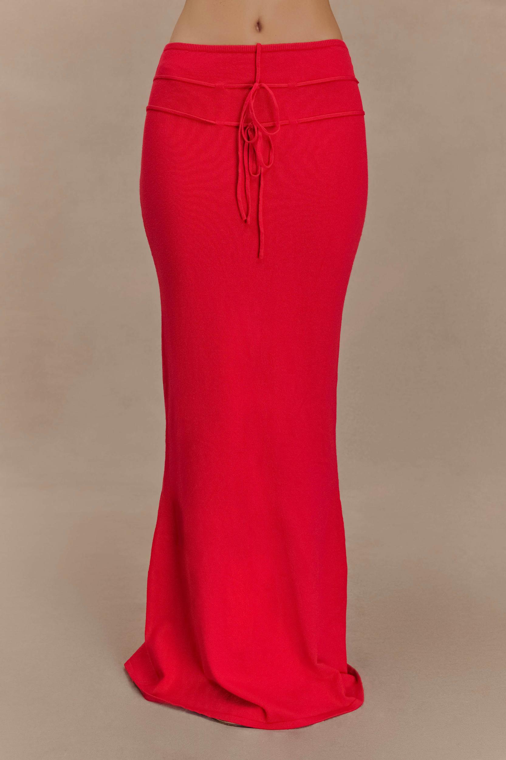 Polly Knit Maxi Skirt - Red Product Image