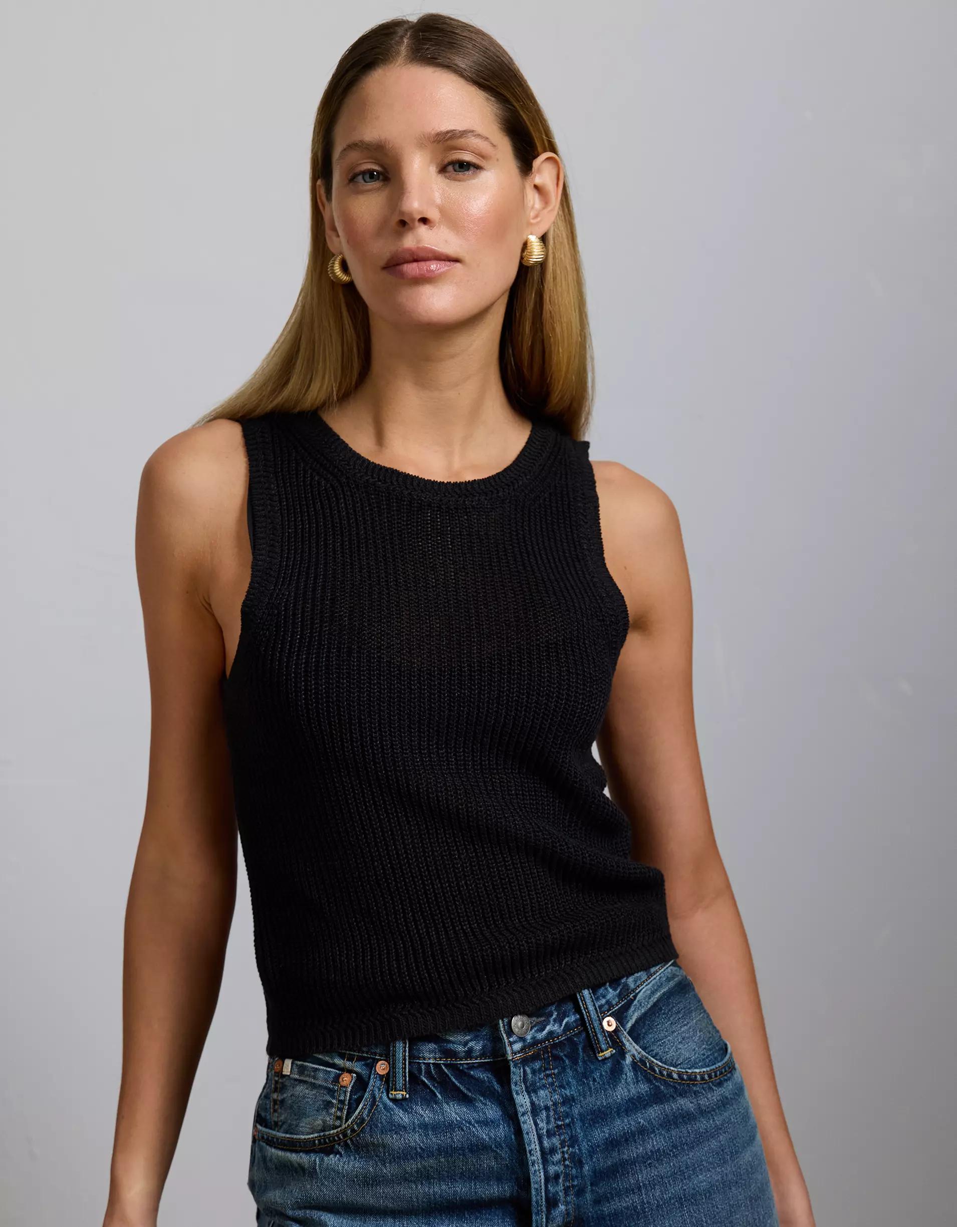 AE77 Premium Linen Sweater Tank Top Product Image