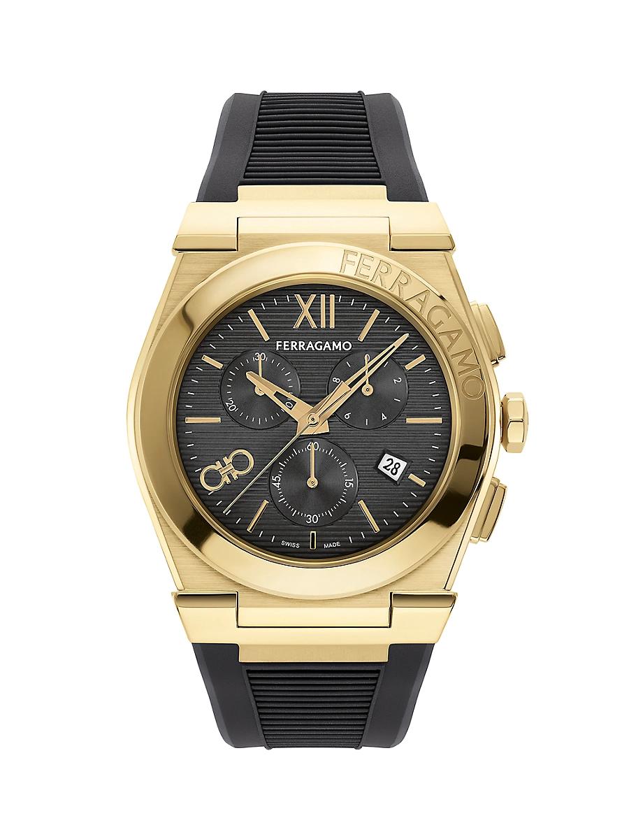 Mens Vega Chrono iP Yellow Gold-Plated Stainless Steel & Woven Strap Watch/42MM Product Image