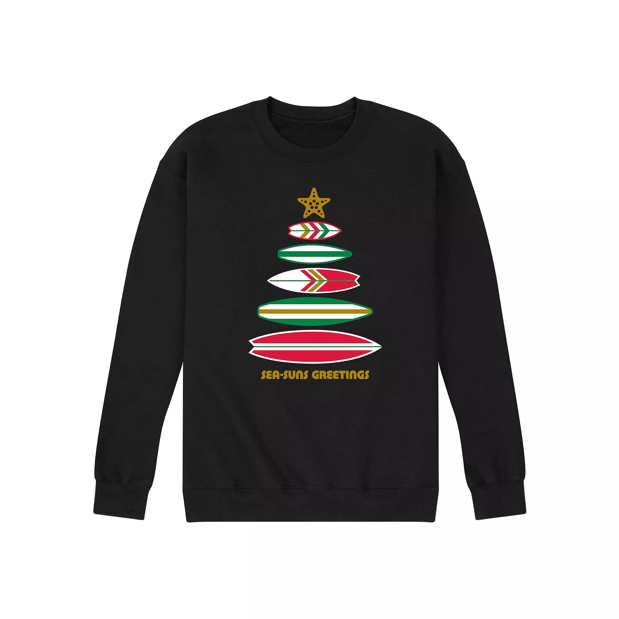 Men's Sea Sun Greetings Surfboard Tree Fleece Sweatshirt,  Product Image