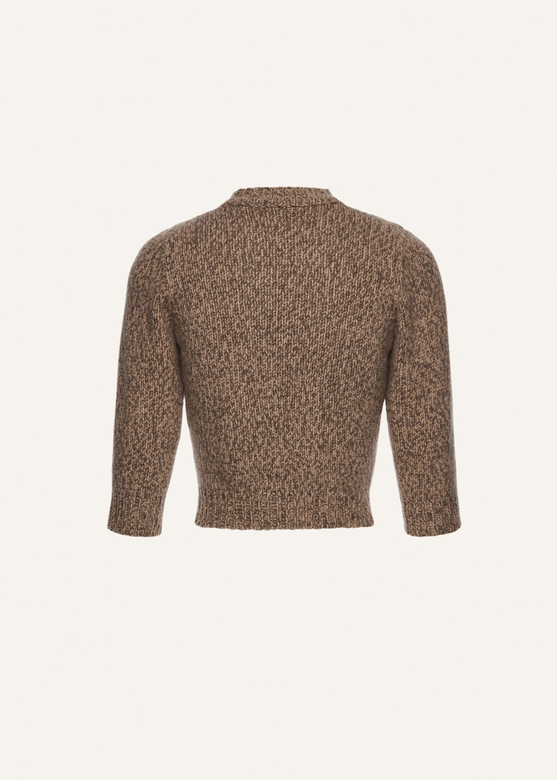 Cropped marled knitwear top in beige Product Image