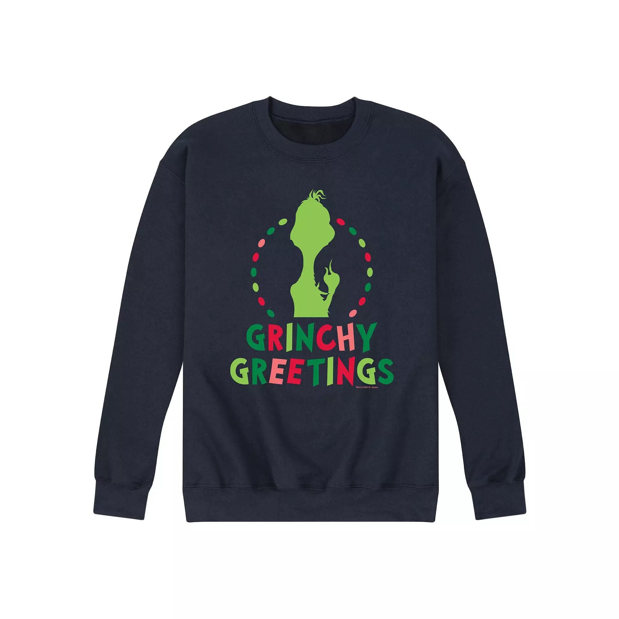 Men's Dr. Seuss The Grinch Grinchy Greetings Fleece Sweatshirt,  Product Image