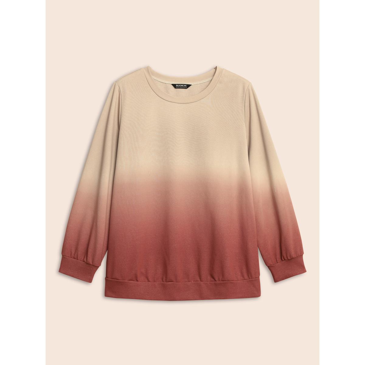 Plus Size Gradient Dyeing Round Neck Sweatshirt Women Multicolor Casual Non Round Neck Everyday Sweatshirts BloomChic 10/M Product Image