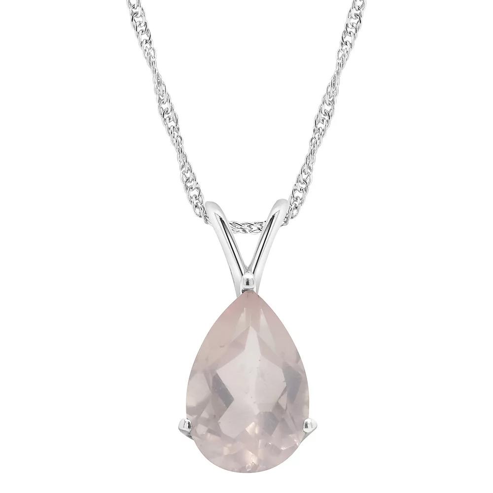 Alyson Layne Sterling Silver Rose Quartz Teardrop Pendant Necklace, Women's,  Product Image
