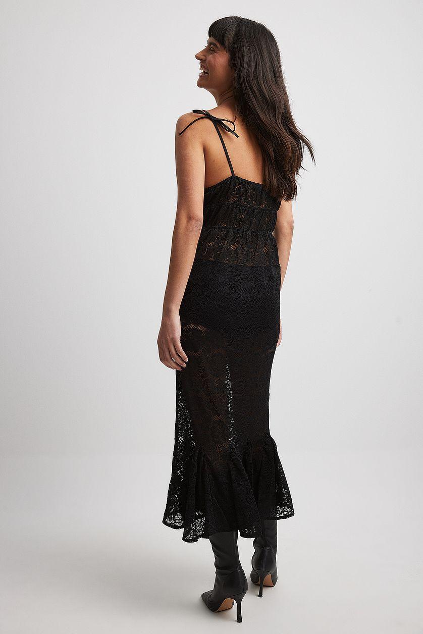 Draped Lace Midi Dress Product Image